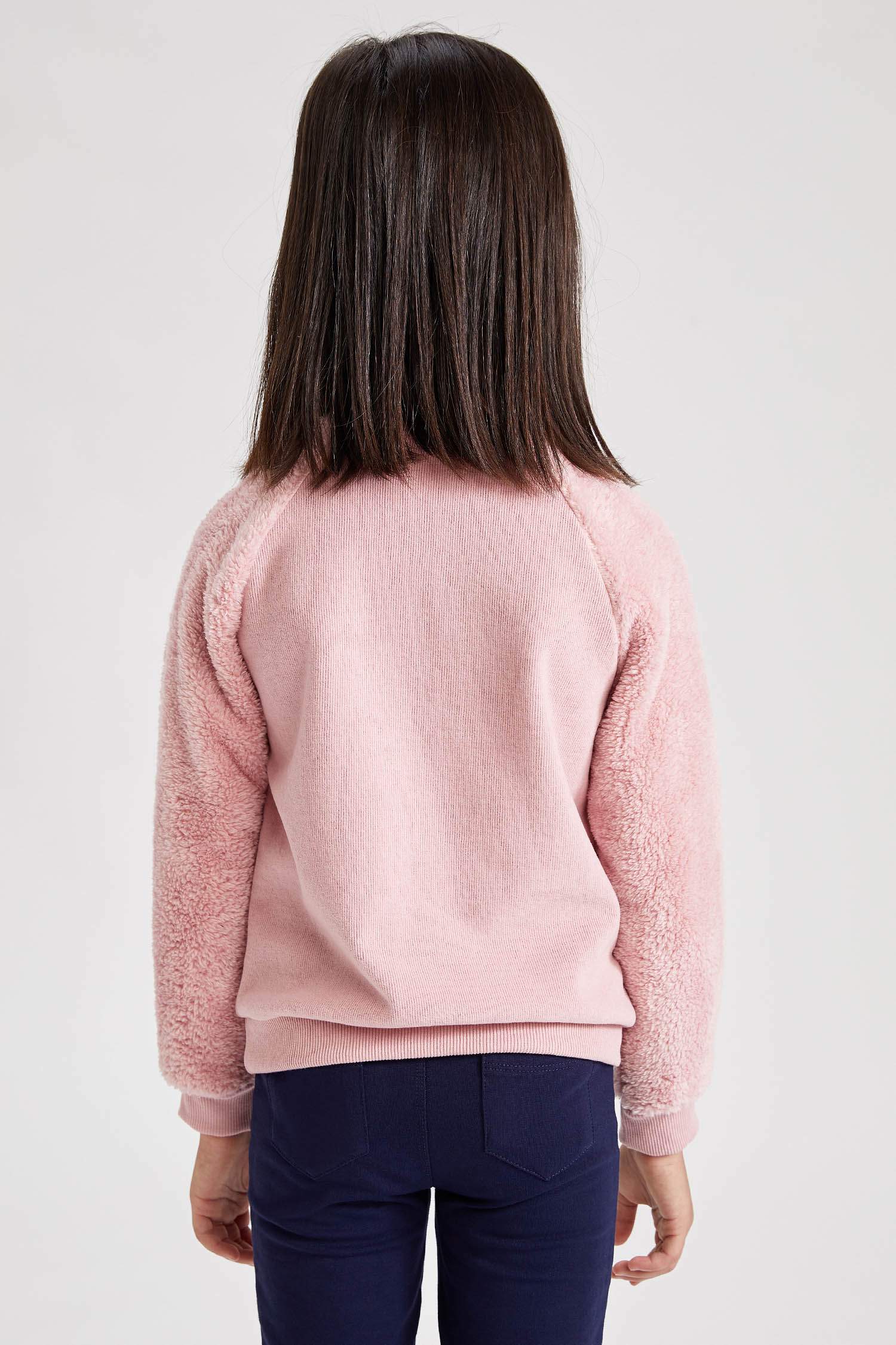 Kız Çocuk Yazı Baskılı Selanik Kumaş Sweatshirt