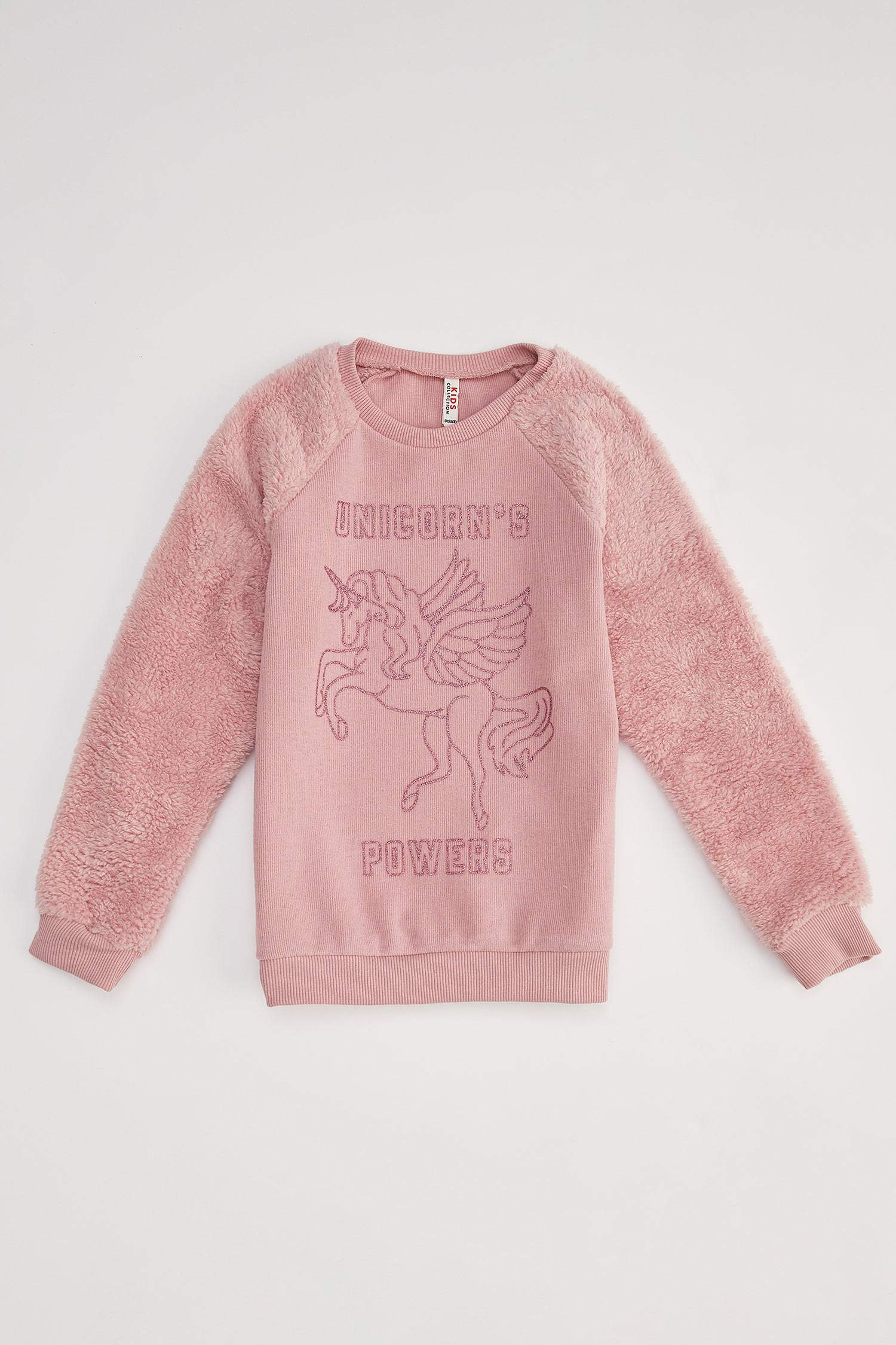 Kız Çocuk Yazı Baskılı Selanik Kumaş Sweatshirt