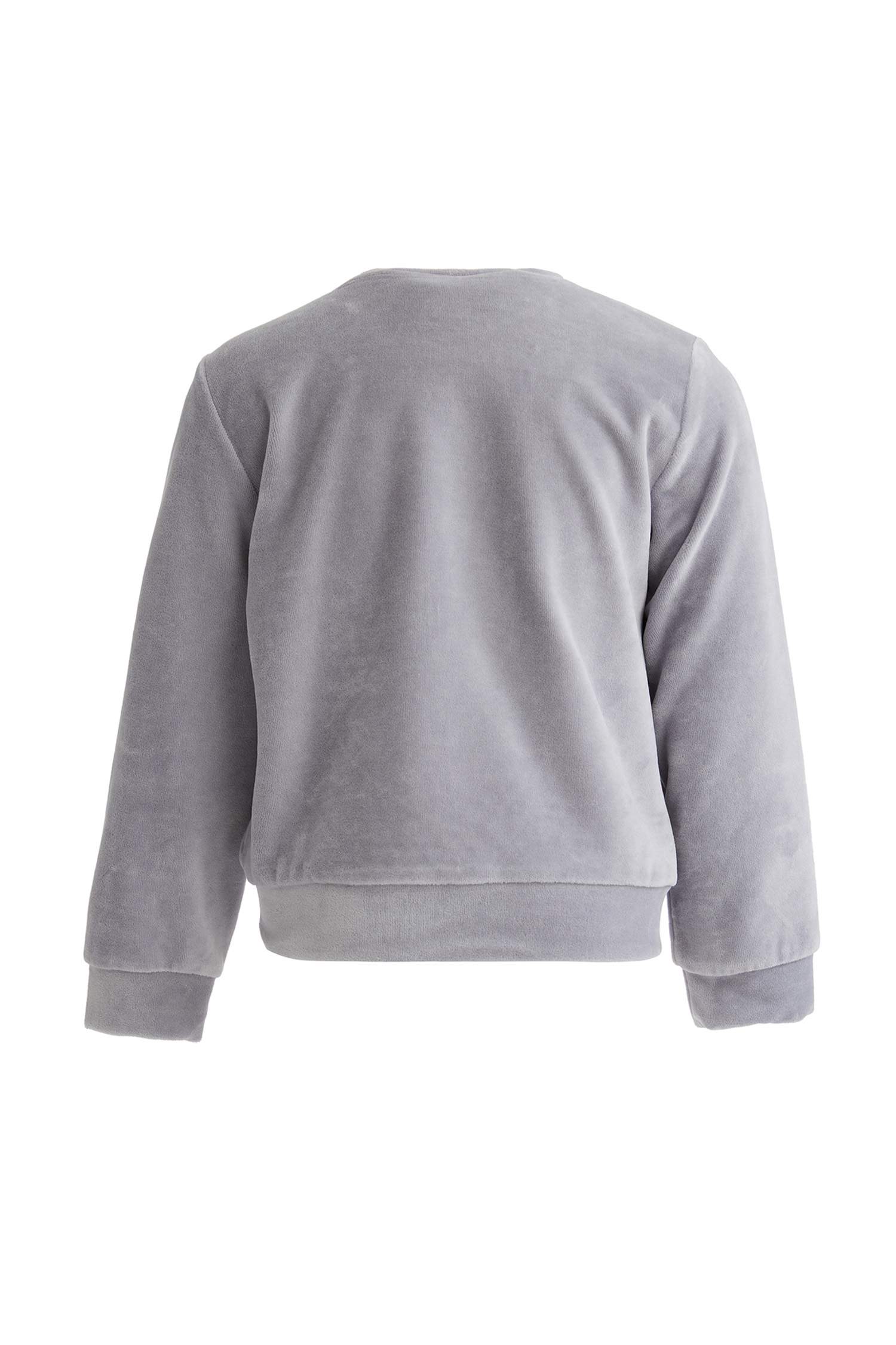 Kız Çocuk Yazı Baskılı Crop Kadife Sweatshirt