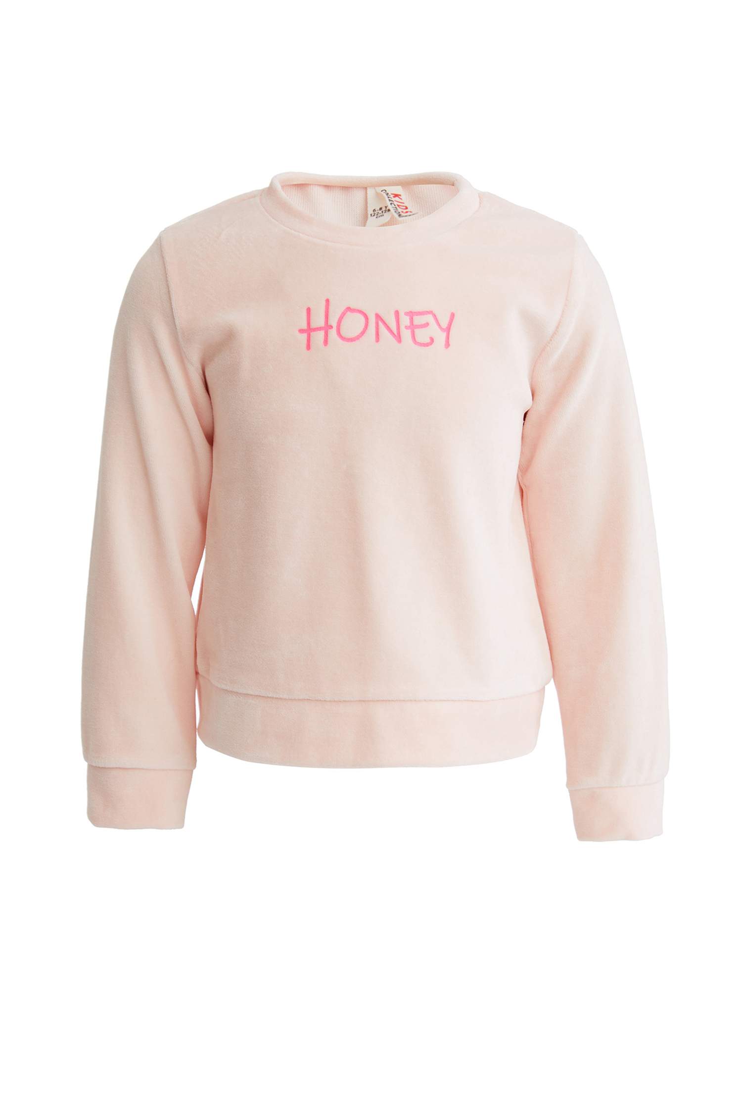 Kız Çocuk Yazı Baskılı Crop Kadife Sweatshirt