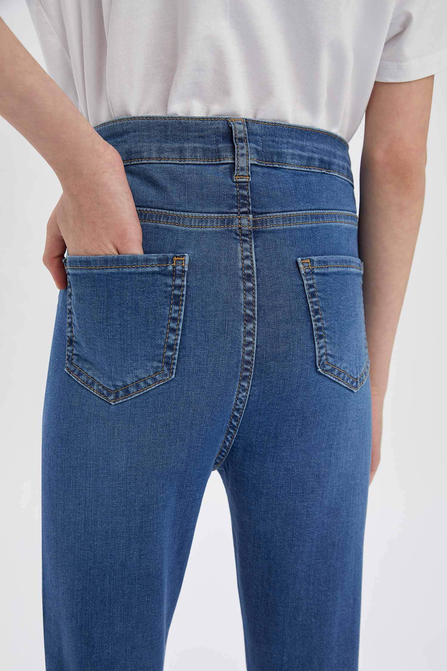 Kız Çocuk Skınny Fit Yıpratma Detaylı Jean Pantolon