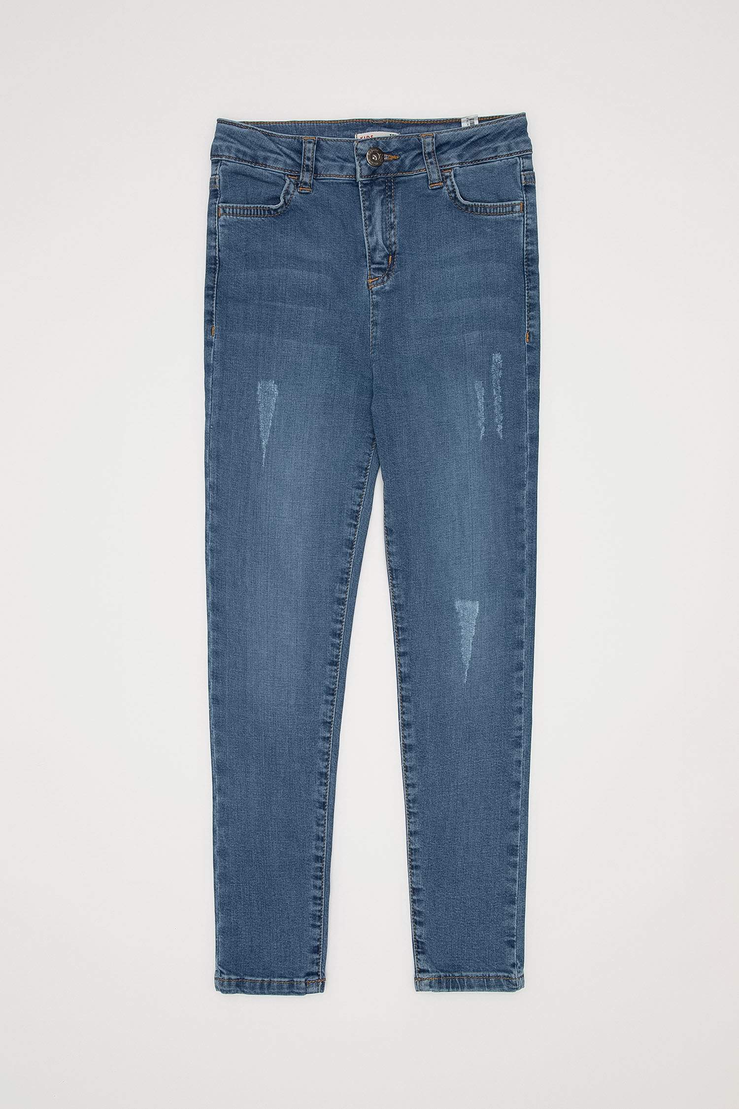 Kız Çocuk Skınny Fit Yıpratma Detaylı Jean Pantolon
