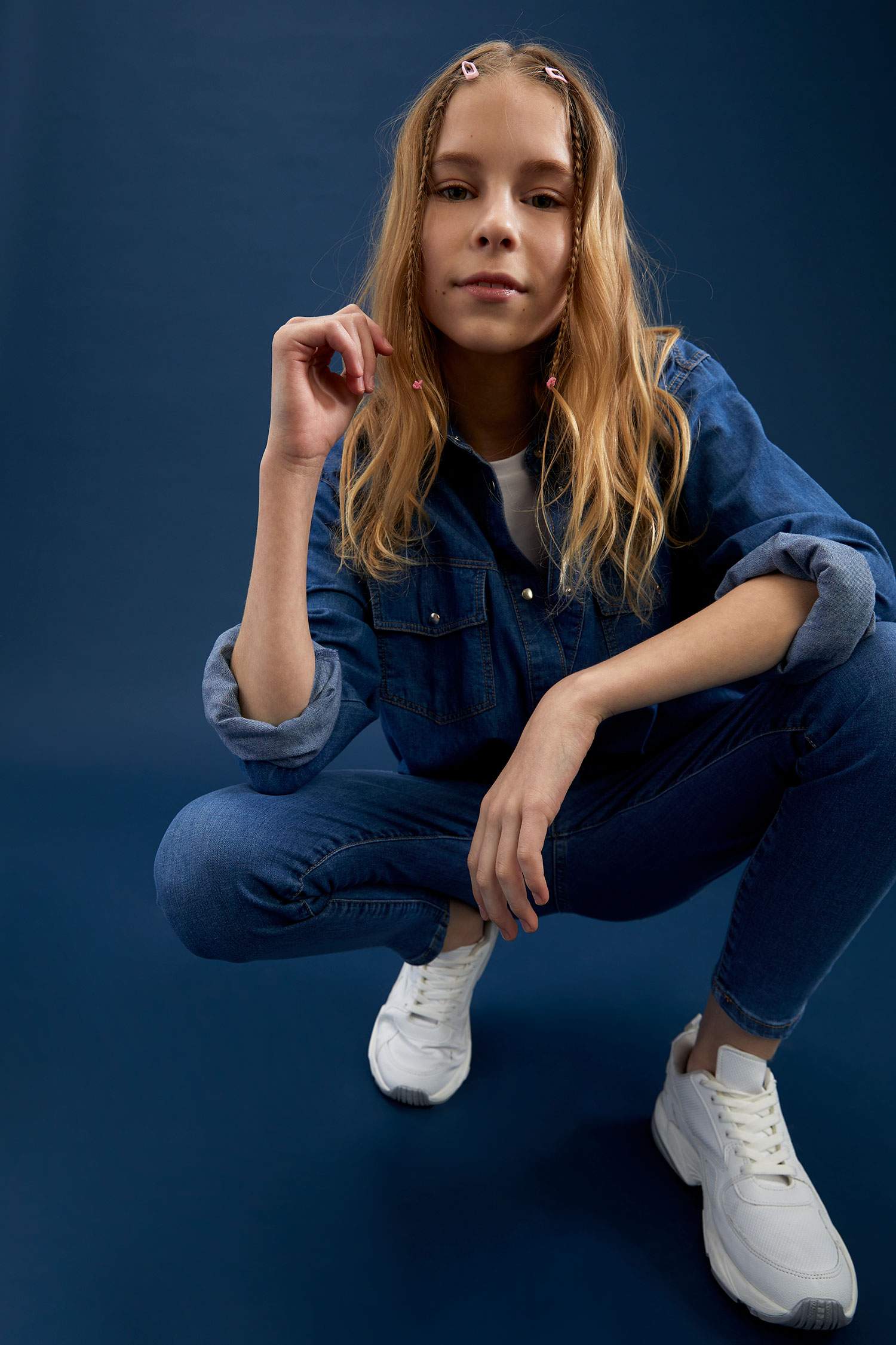 Kız Çocuk Skınny Fit Yıpratma Detaylı Jean Pantolon