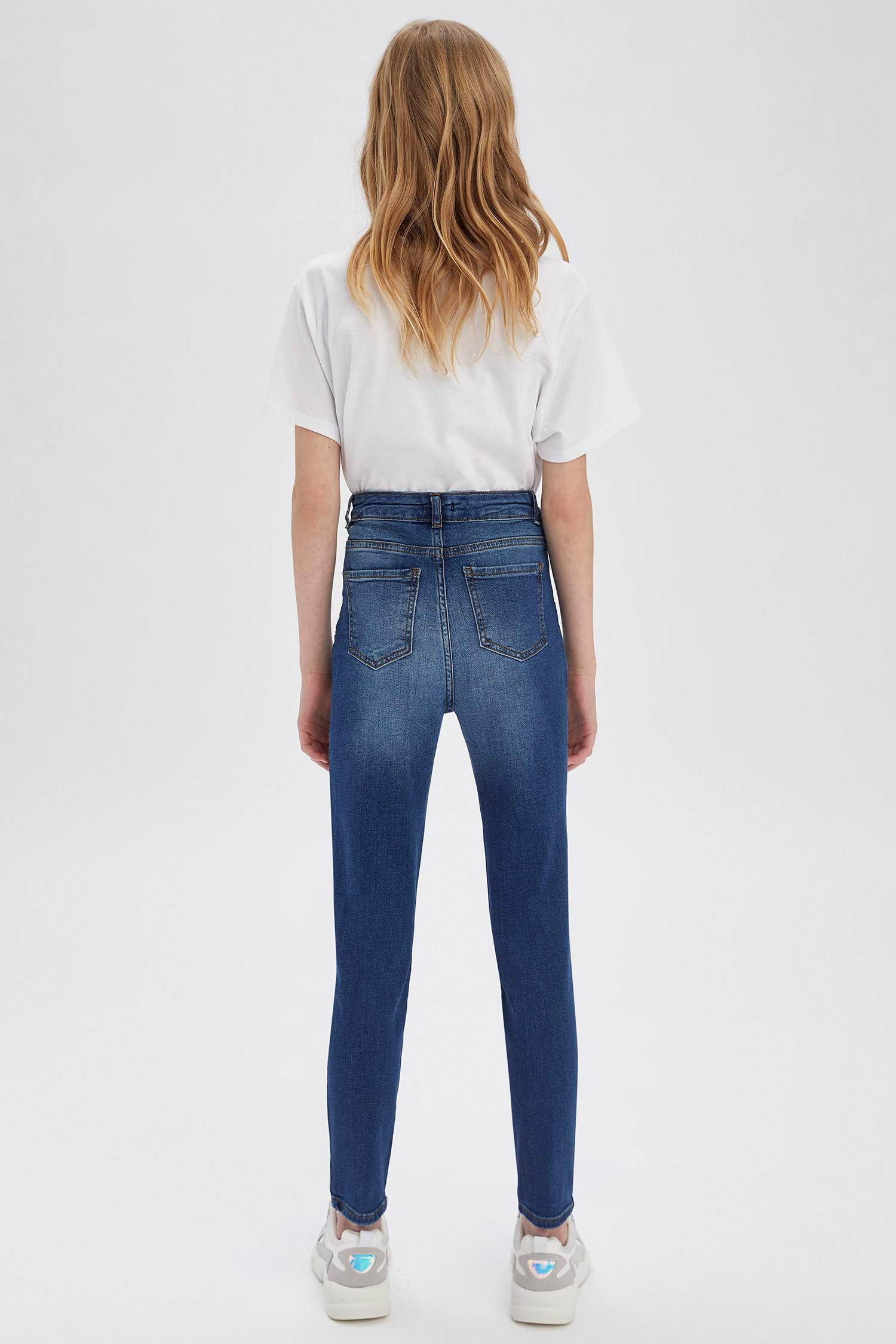 Kız Çocuk Skınny Fit Yıpratma Detaylı Jean Pantolon