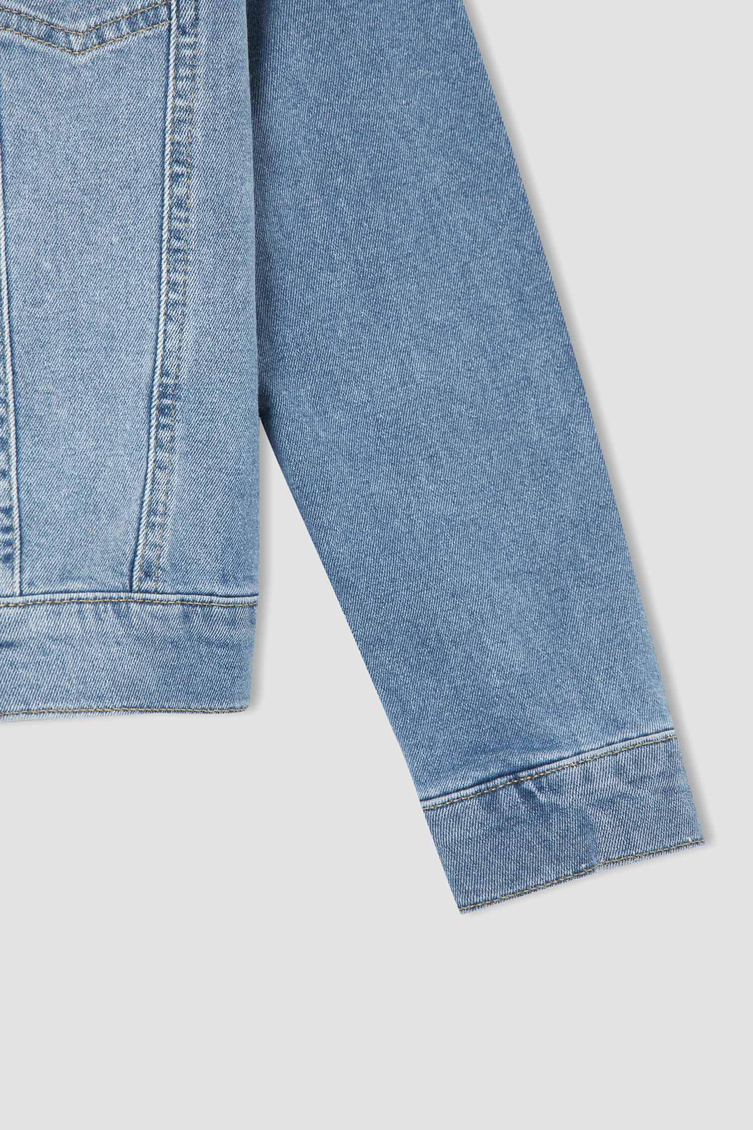Kız Çocuk Regular Fit Yırtık Detaylı Jean Ceket