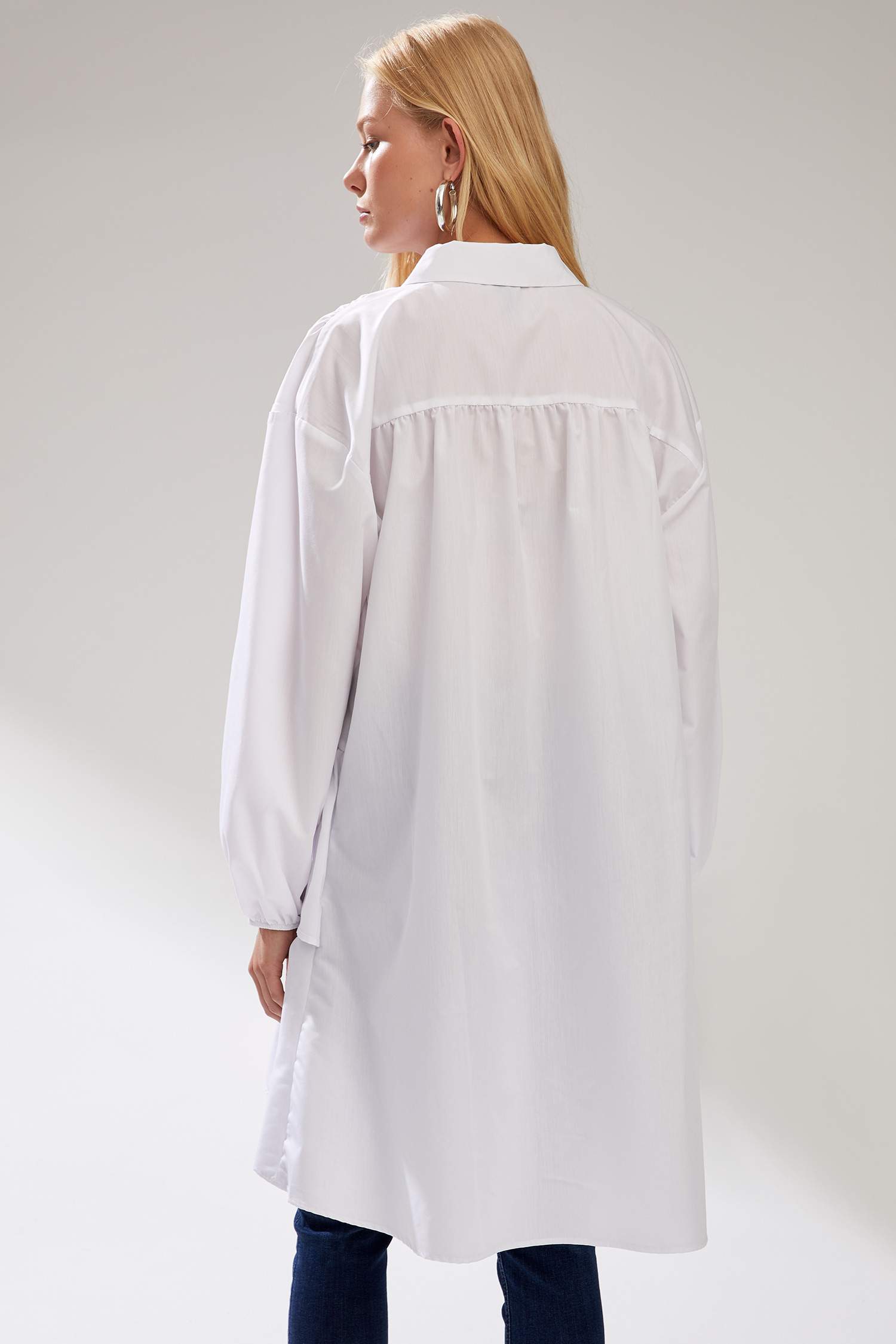 Kabarık Etek Uçlu Dokuma Poplin Tunik