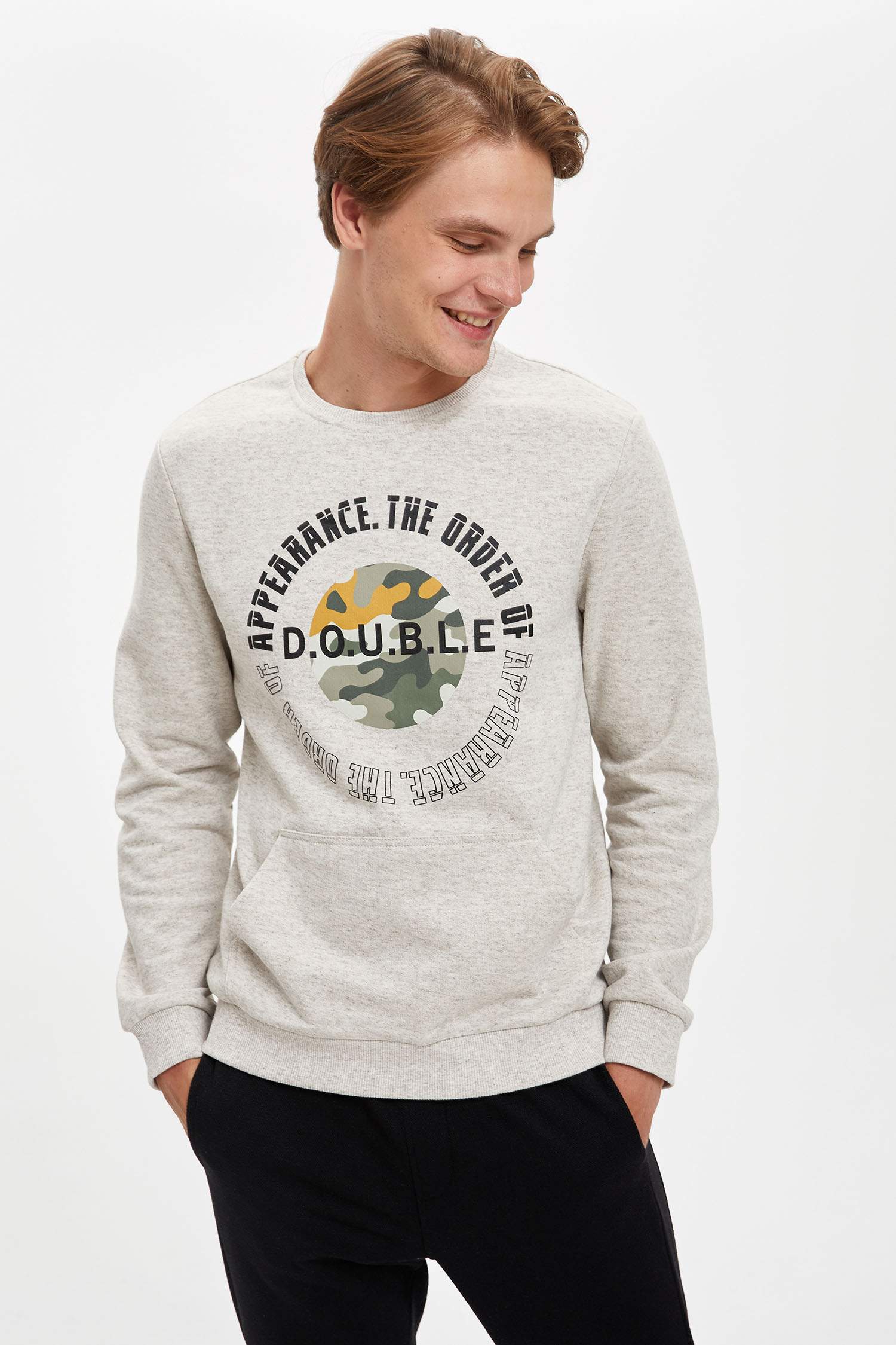 Slim Fit Bisiklet Yaka Uzun Kollu Sweatshirt