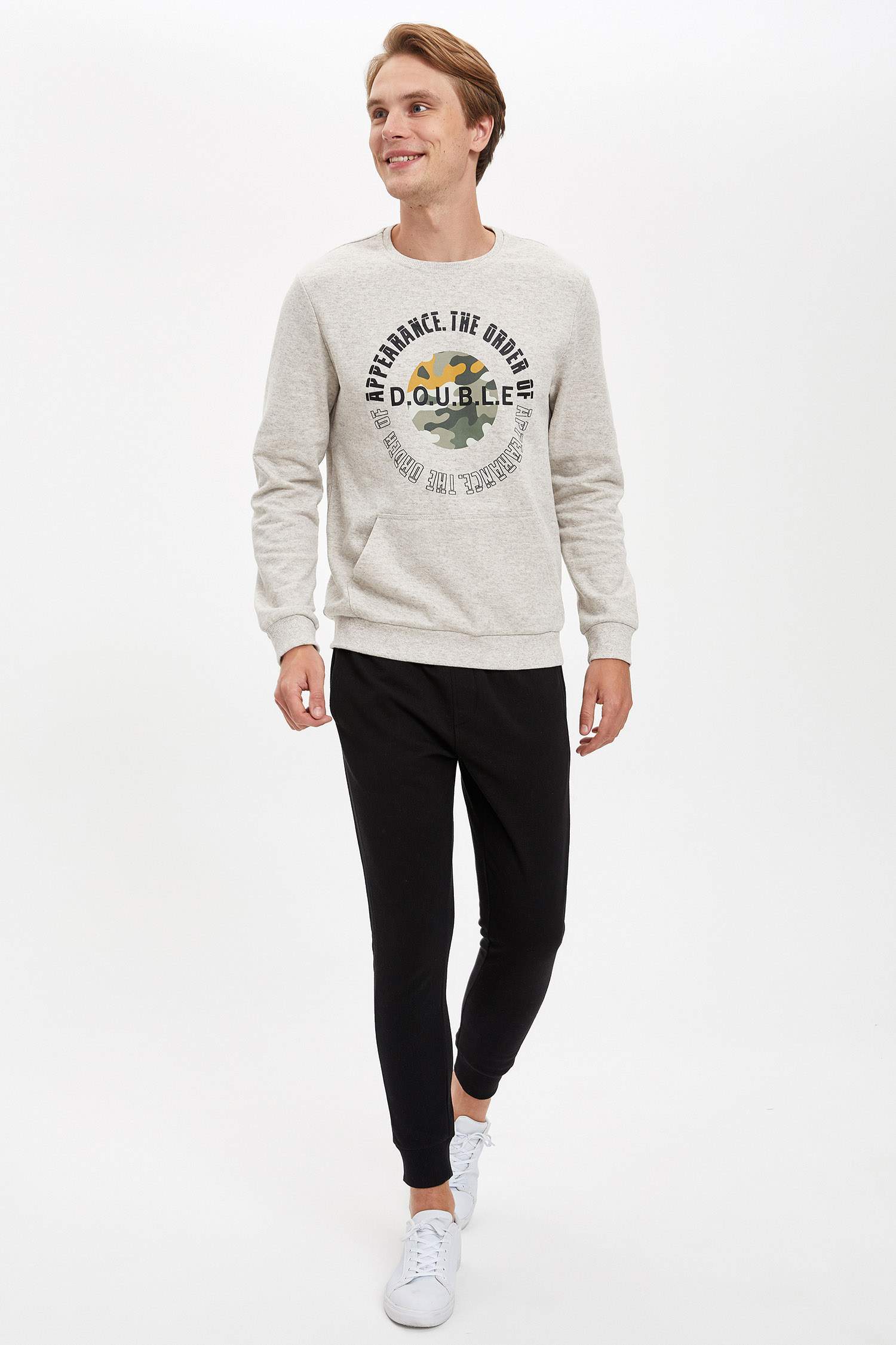 Slim Fit Bisiklet Yaka Uzun Kollu Sweatshirt