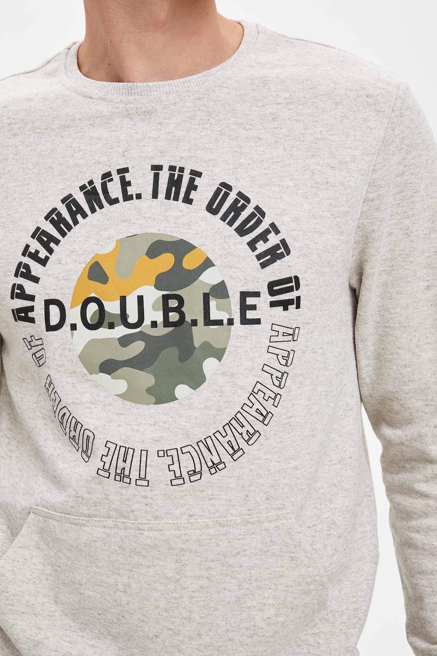 Slim Fit Bisiklet Yaka Uzun Kollu Sweatshirt