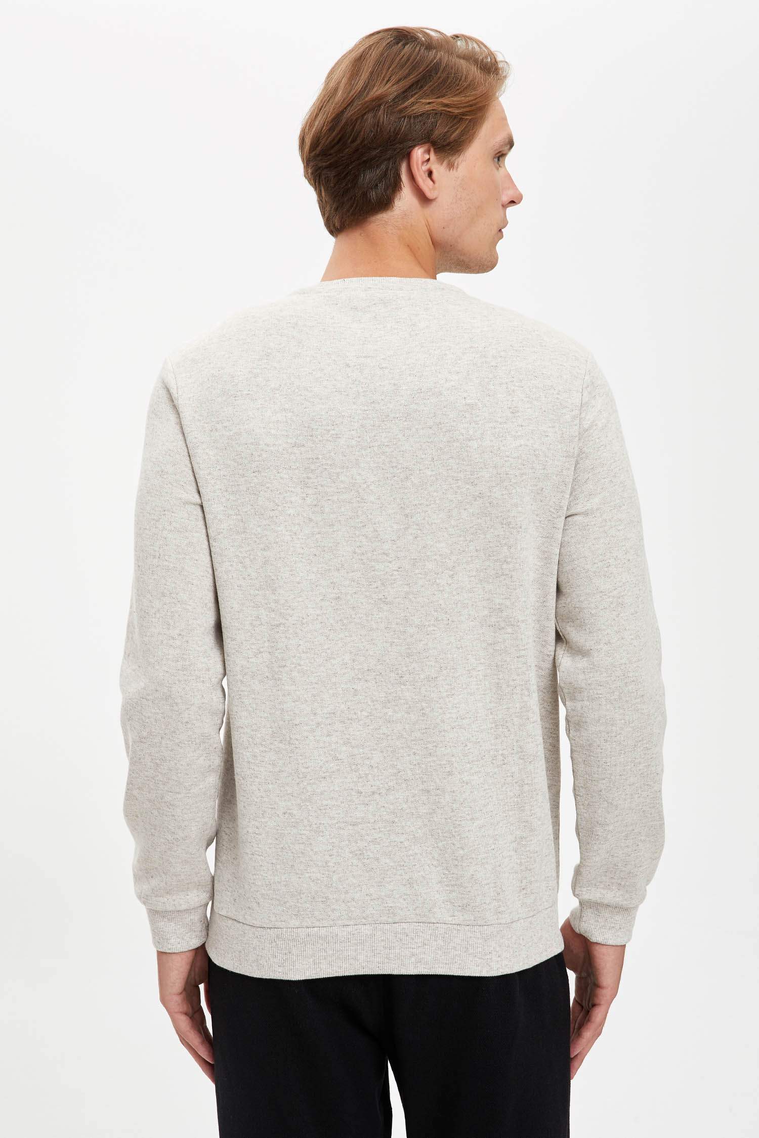 Slim Fit Bisiklet Yaka Uzun Kollu Sweatshirt