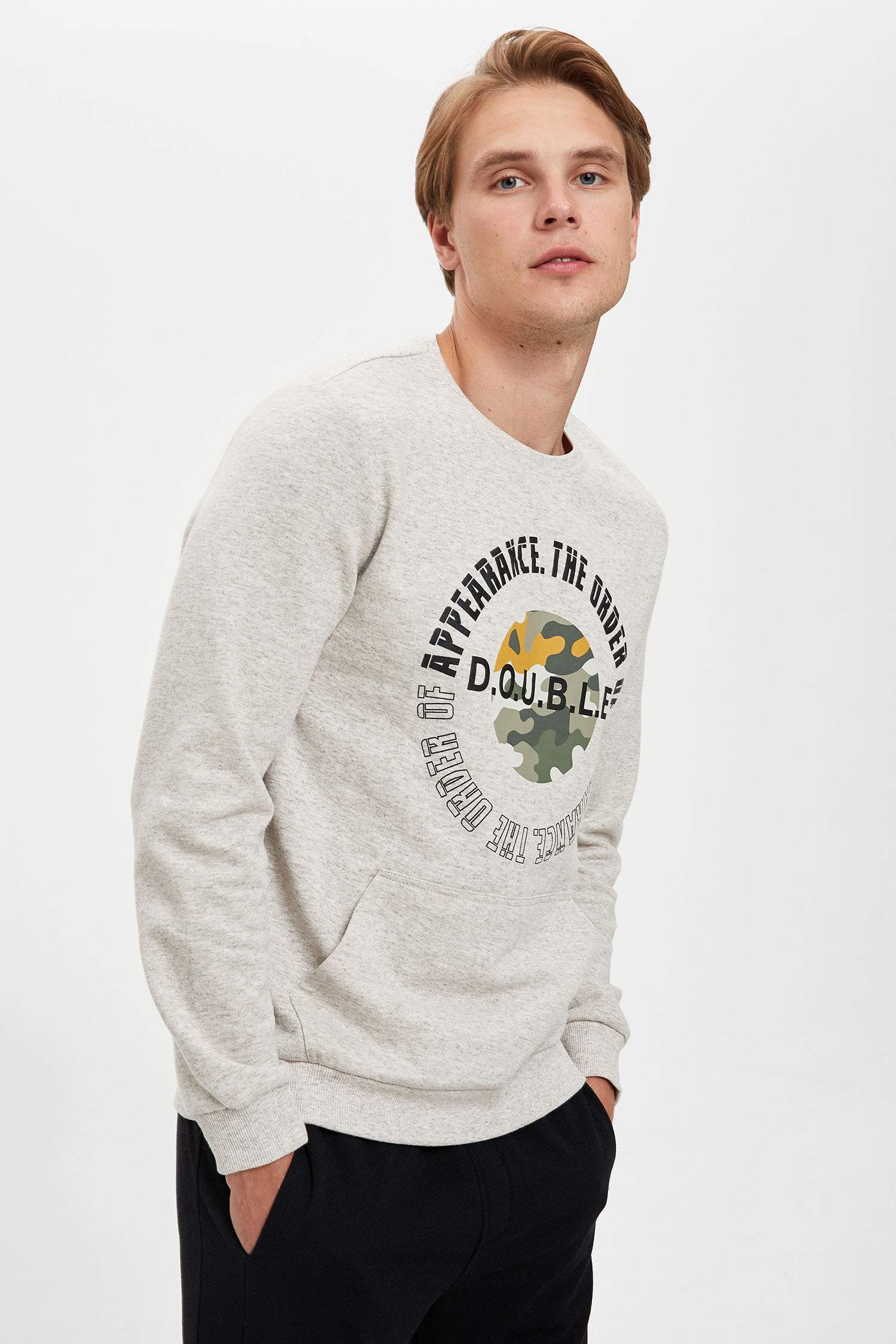 Slim Fit Bisiklet Yaka Uzun Kollu Sweatshirt