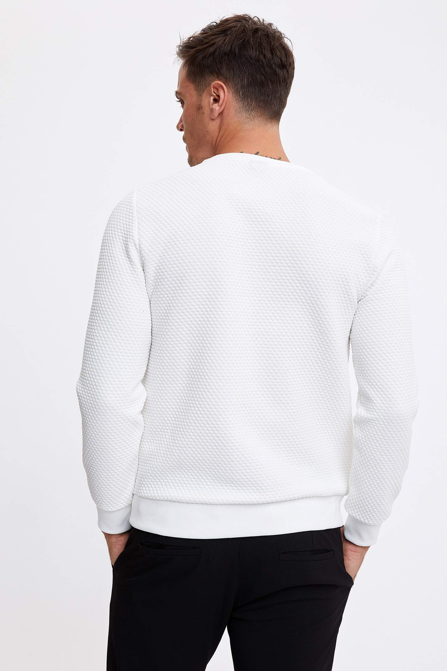 Stronger Baskılı Slim Fit Bisiklet Yaka Sweatshirt