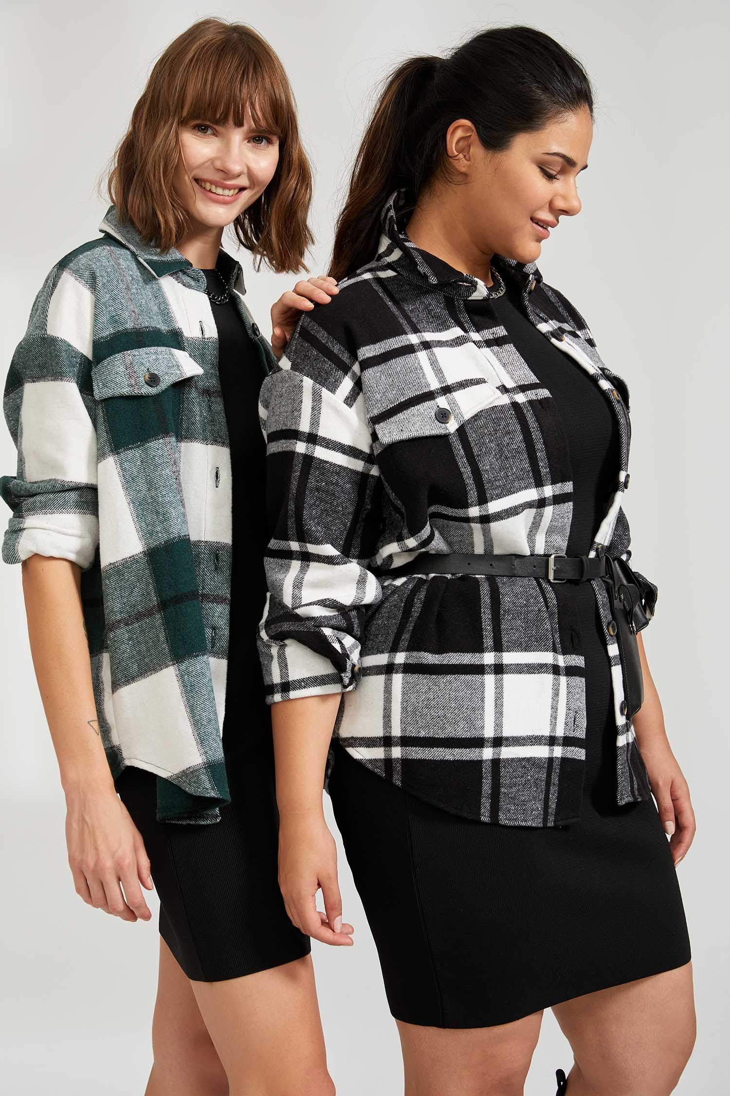 Retro Ekoseli Oversize Fit Oduncu Gömlek