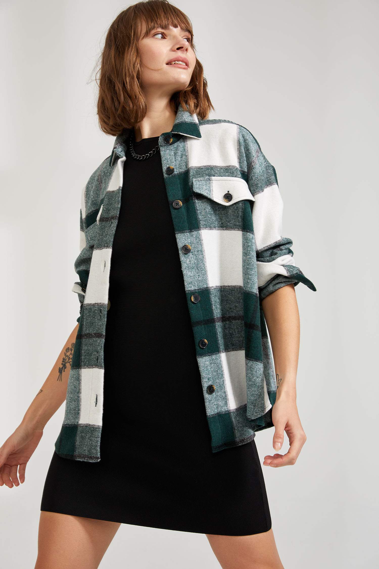 Retro Ekoseli Oversize Fit Oduncu Gömlek