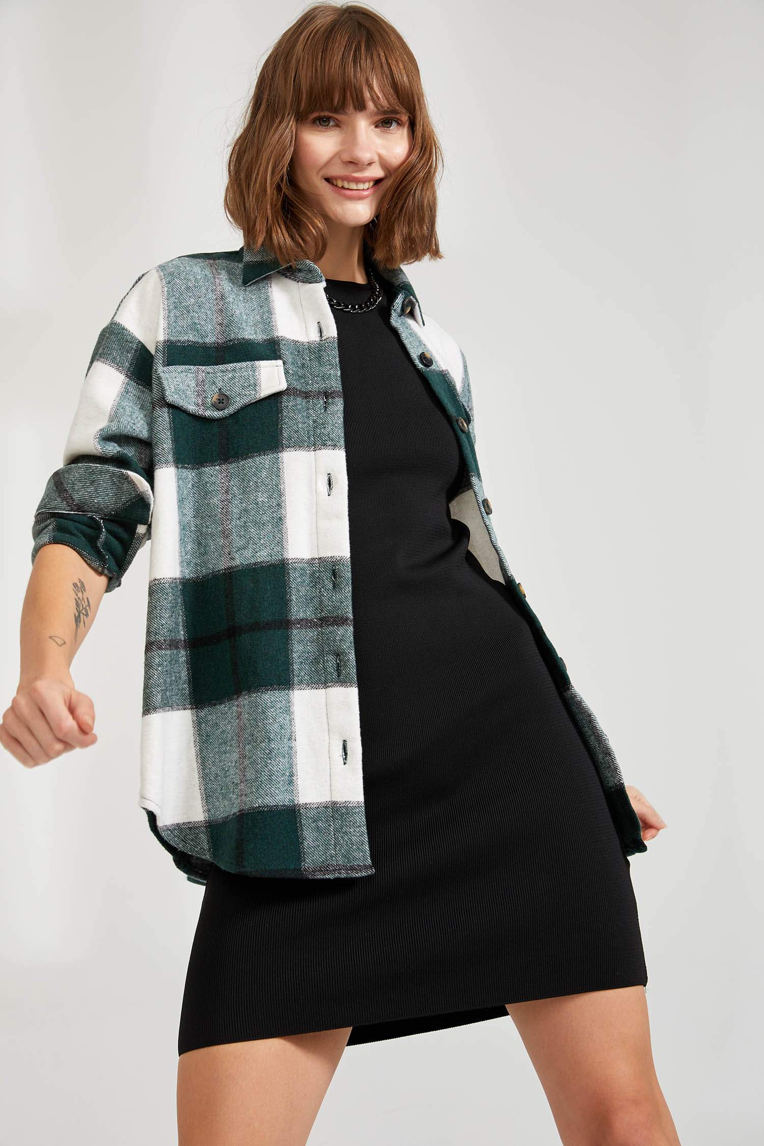 Retro Ekoseli Oversize Fit Oduncu Gömlek