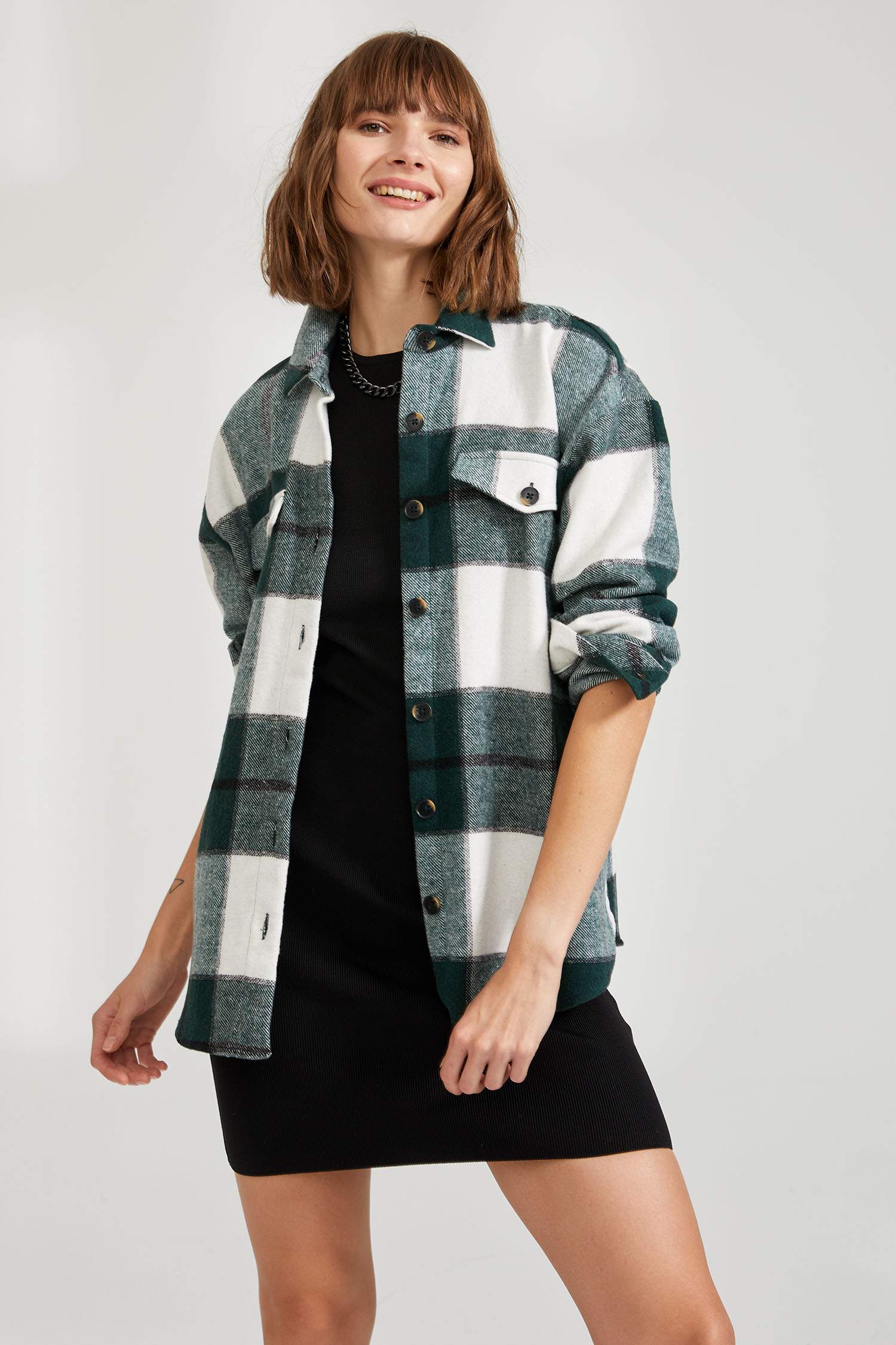 Retro Ekoseli Oversize Fit Oduncu Gömlek