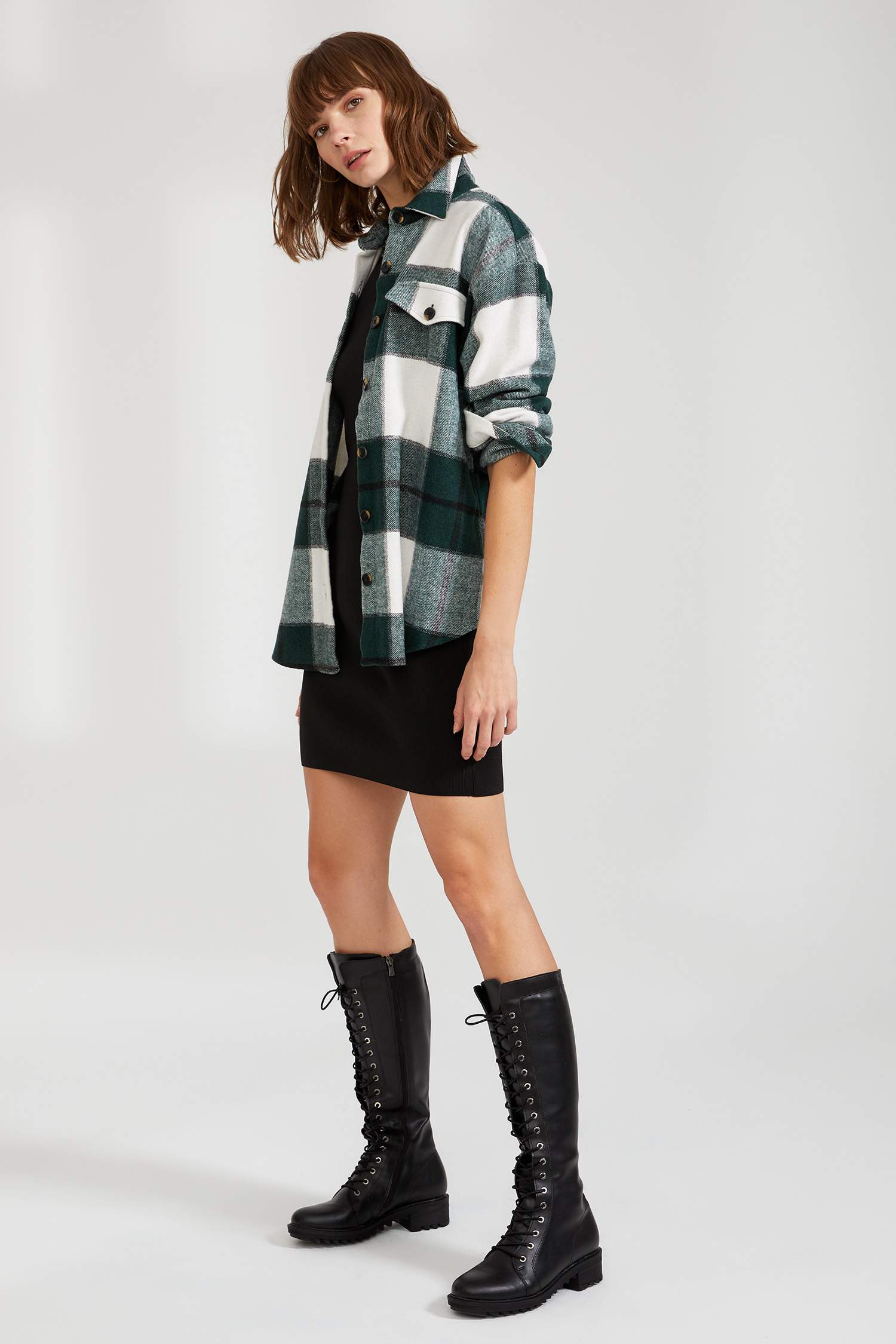 Retro Ekoseli Oversize Fit Oduncu Gömlek