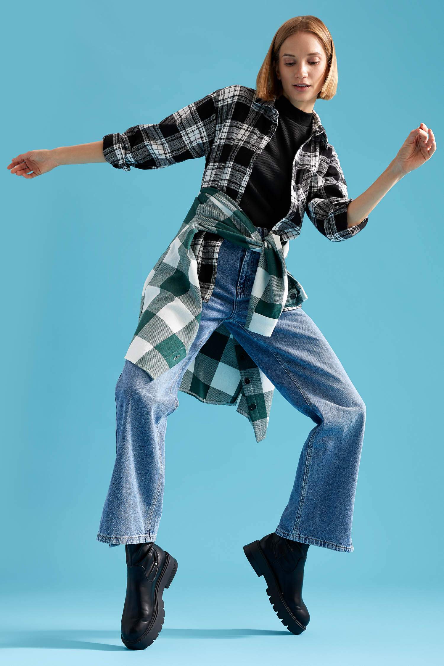Retro Ekoseli Oversize Fit Oduncu Gömlek