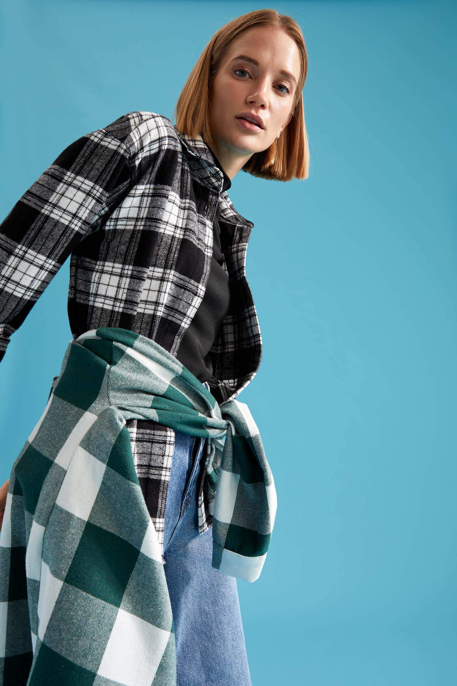 Retro Ekoseli Oversize Fit Oduncu Gömlek