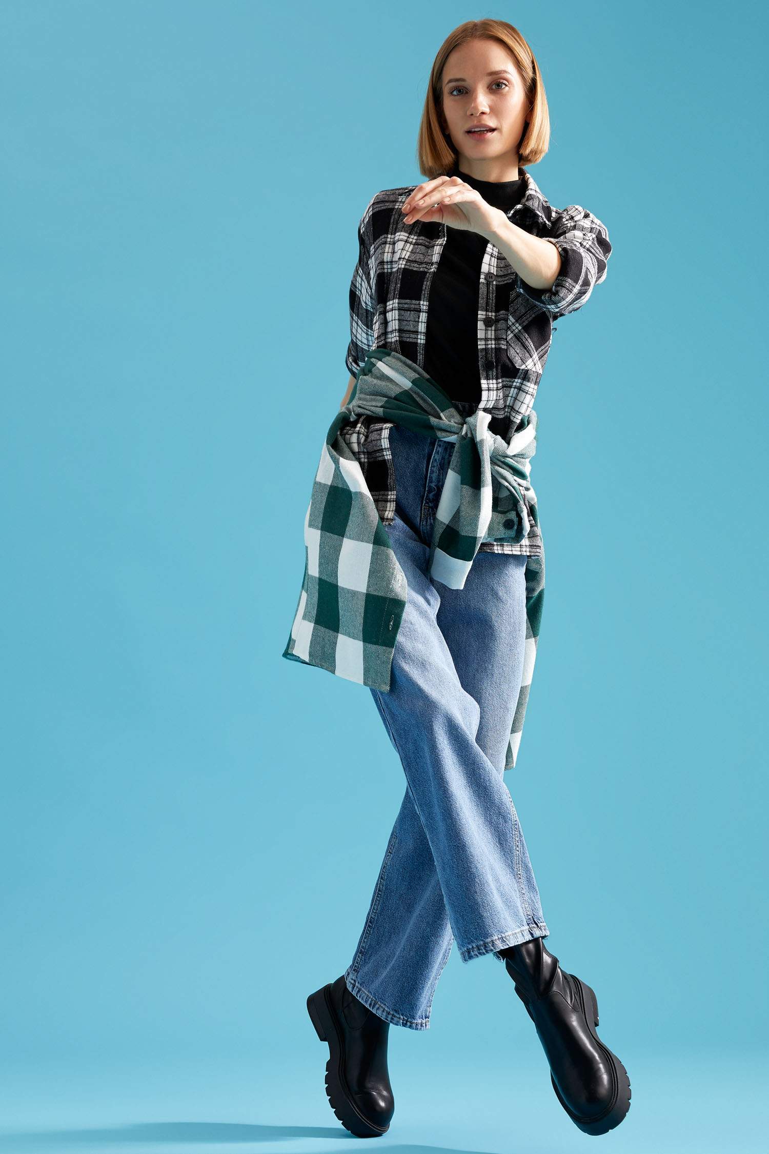 Retro Ekoseli Oversize Fit Oduncu Gömlek