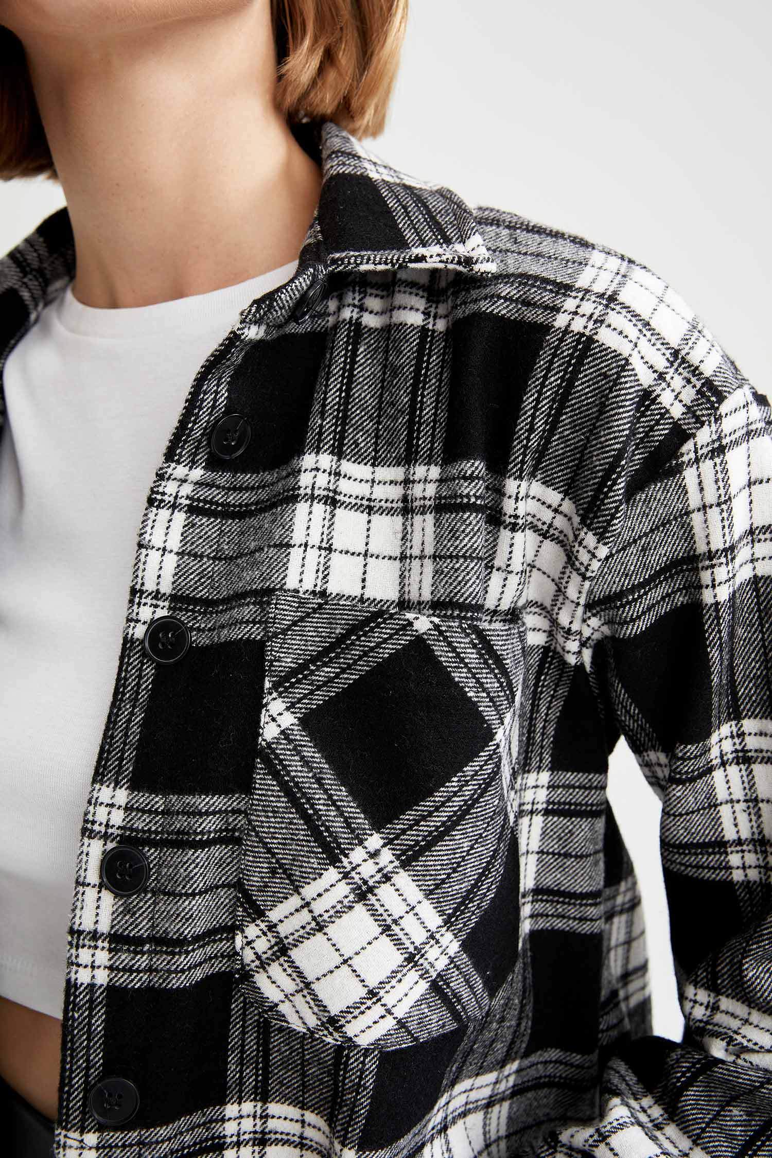 Retro Ekoseli Oversize Fit Oduncu Gömlek