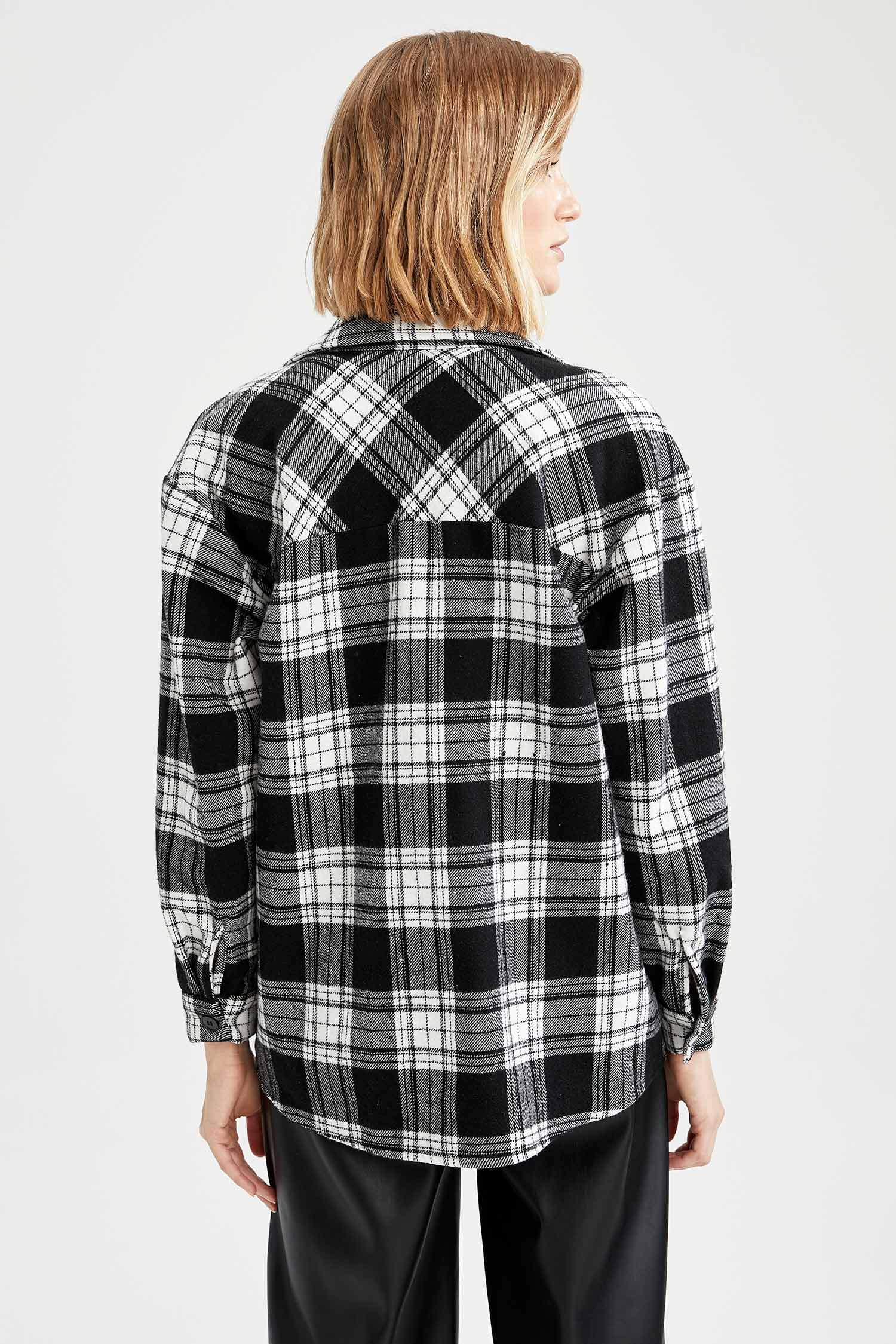 Retro Ekoseli Oversize Fit Oduncu Gömlek