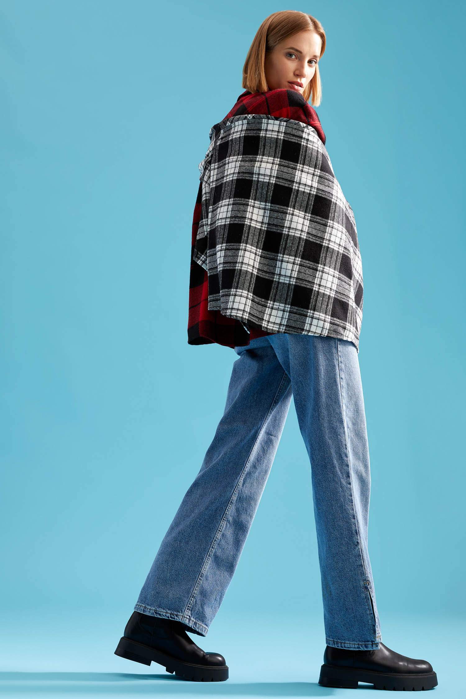 Retro Ekoseli Oversize Fit Oduncu Gömlek