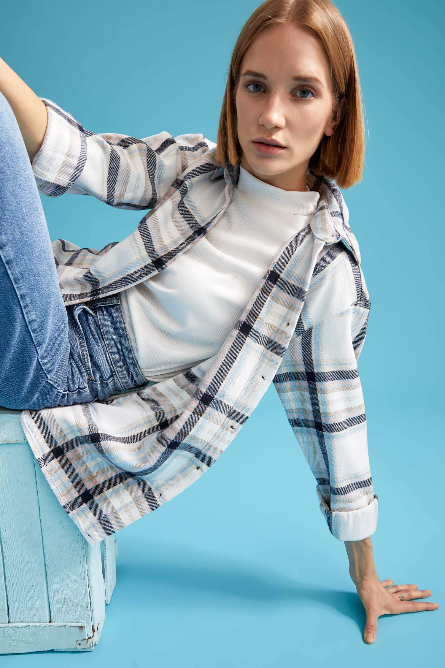 Retro Ekoseli Oversize Fit Oduncu Gömlek