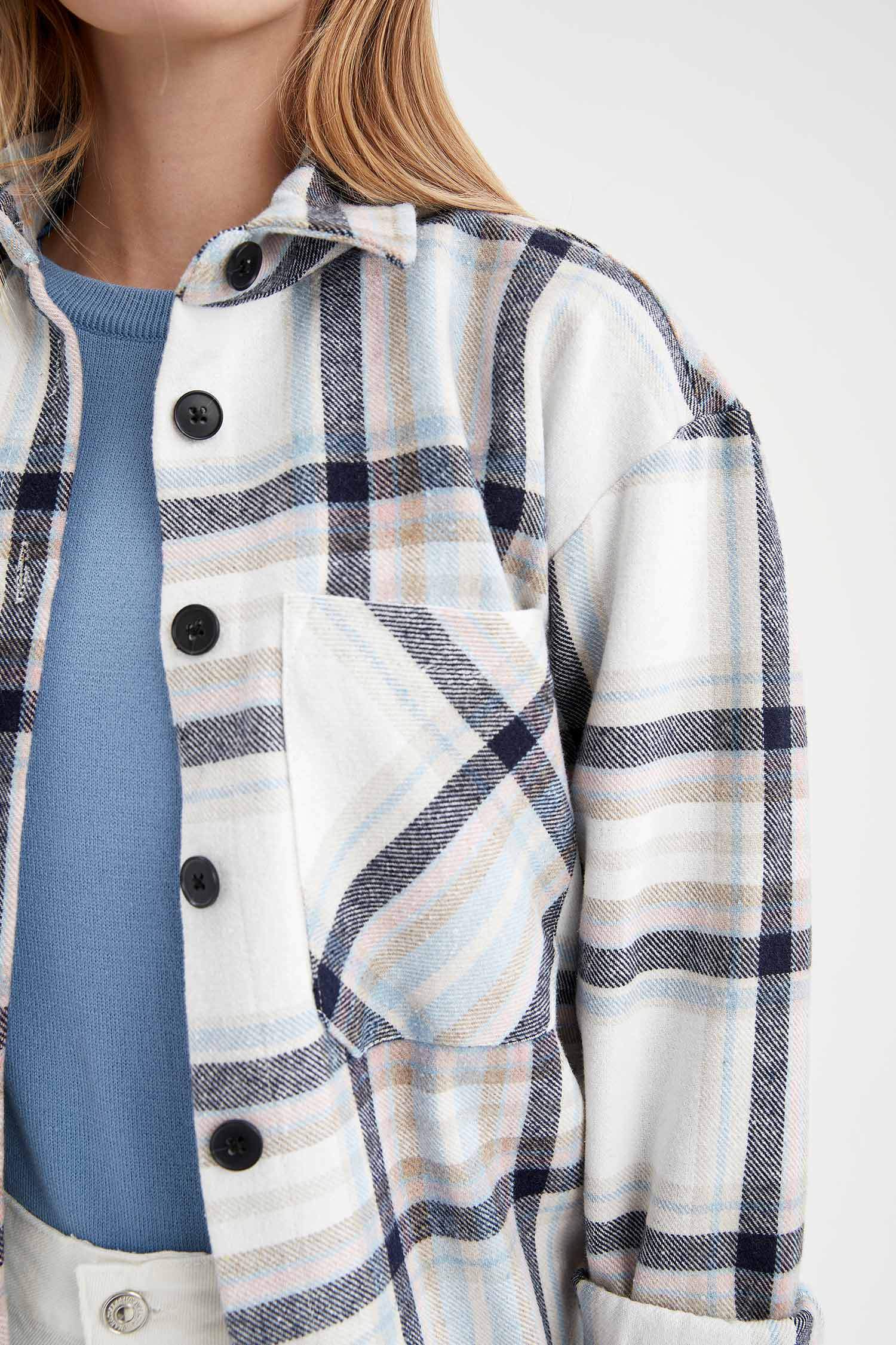 Retro Ekoseli Oversize Fit Oduncu Gömlek