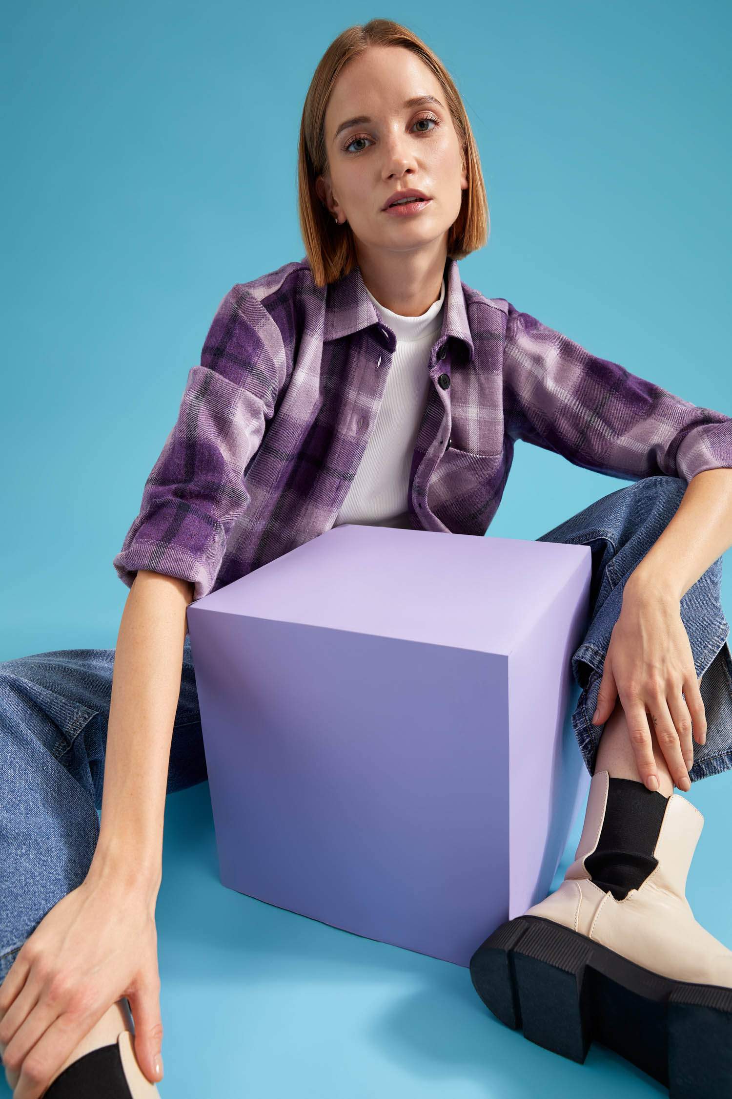 Retro Ekoseli Oversize Fit Oduncu Gömlek