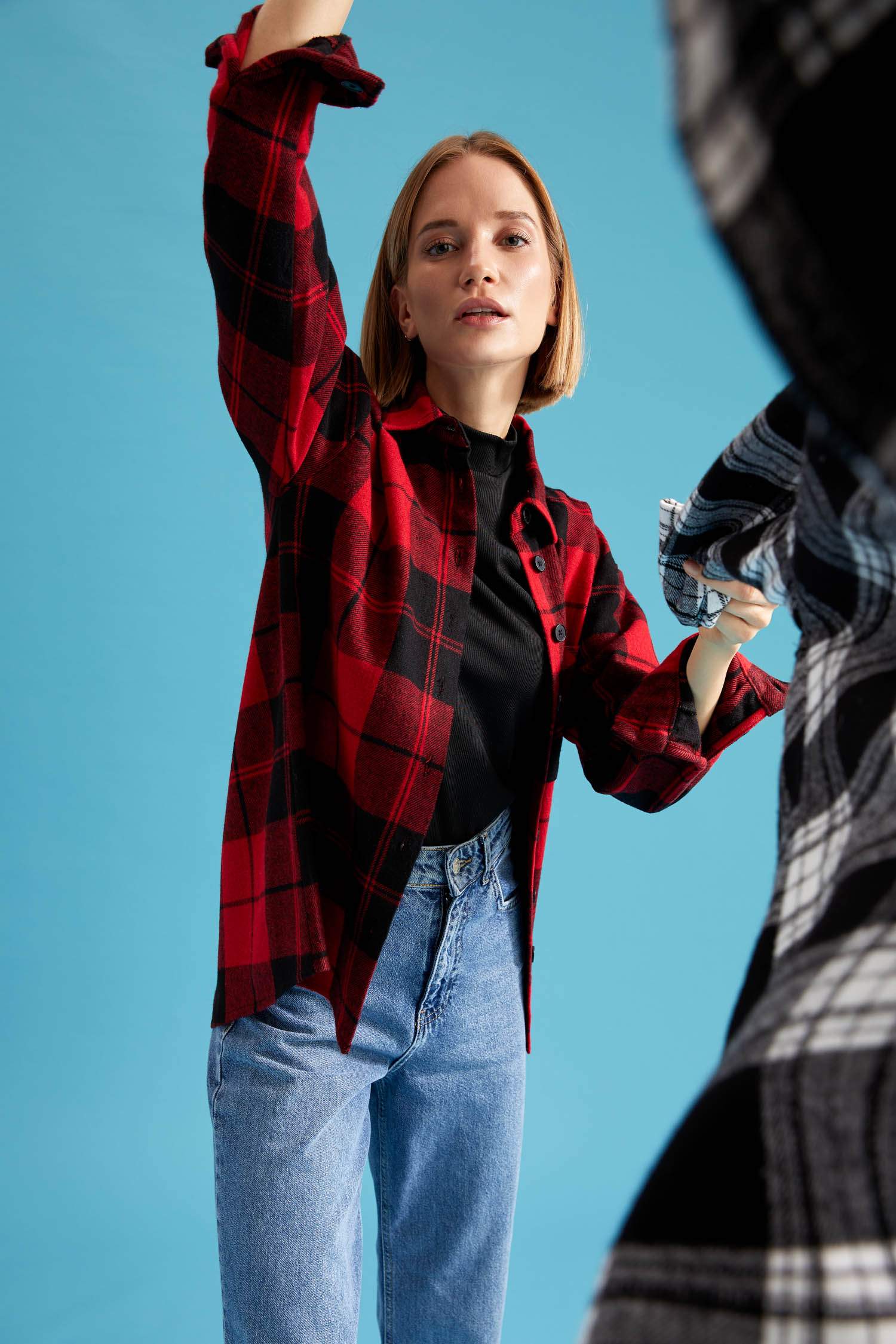 Retro Ekoseli Oversize Fit Oduncu Gömlek