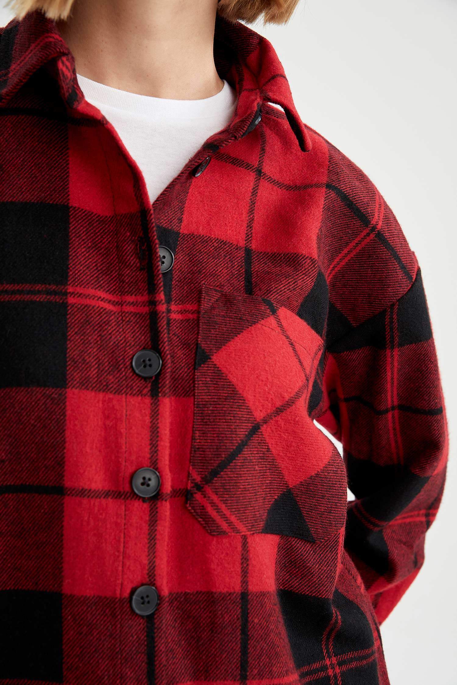 Retro Ekoseli Oversize Fit Oduncu Gömlek
