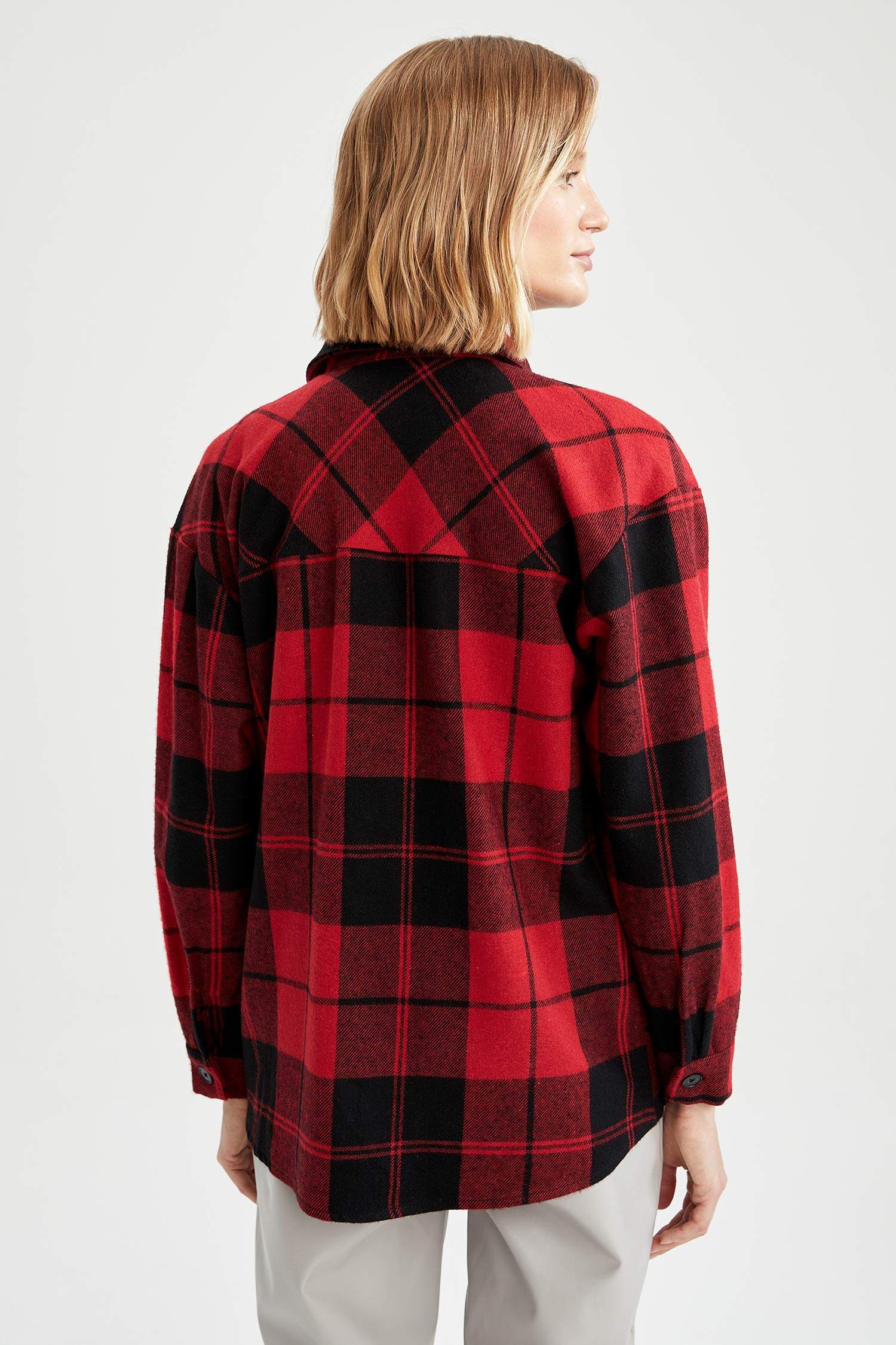 Retro Ekoseli Oversize Fit Oduncu Gömlek