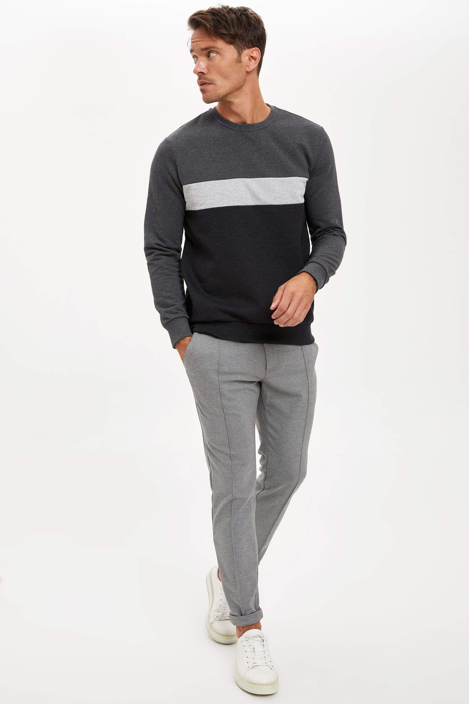 Regular Fit Bisiklet Yaka Uzun Kollu Sweatshirt