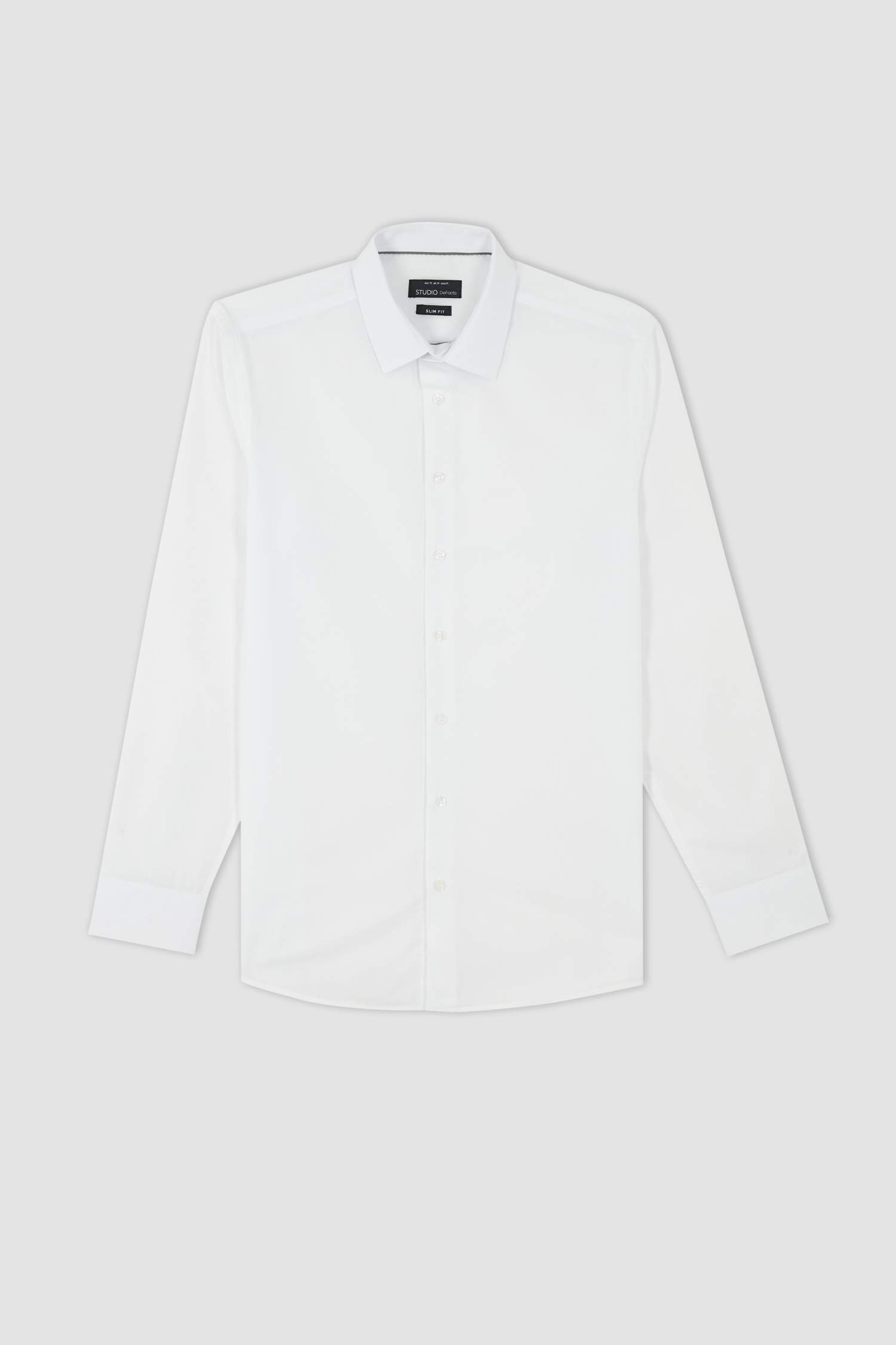 White Man Slim Fit Polo Neck Long Sleeved Shirt Defacto