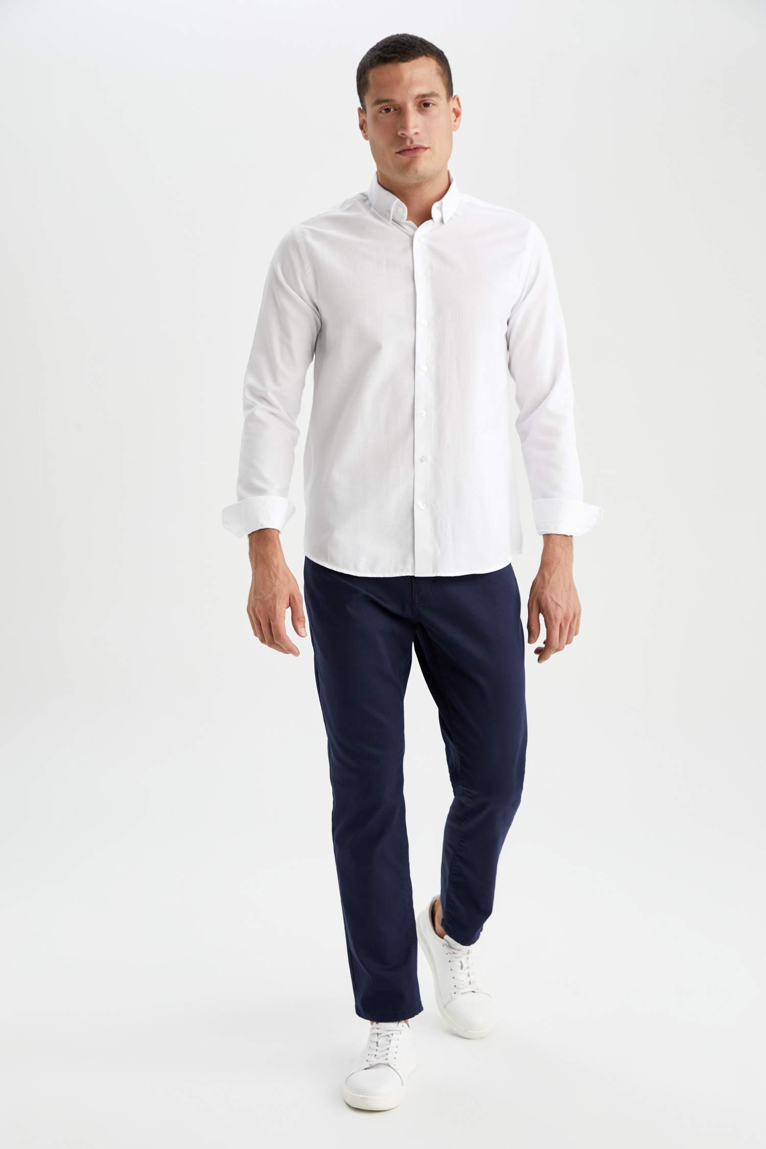 Modern Fit Polo Yaka Uzun Kollu Gömlek