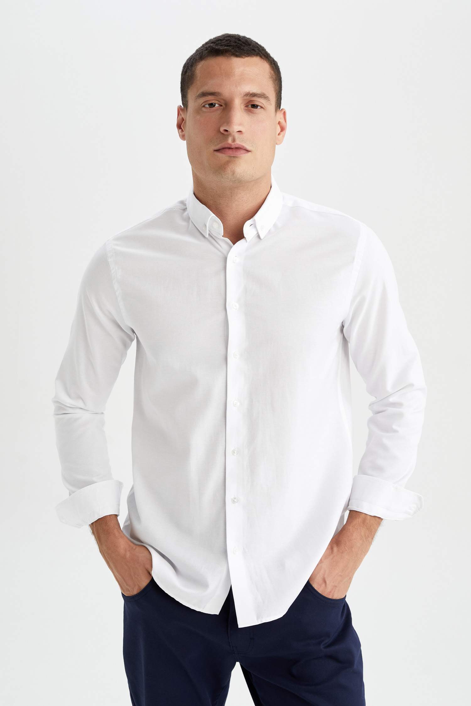 Modern Fit Polo Yaka Uzun Kollu Gömlek