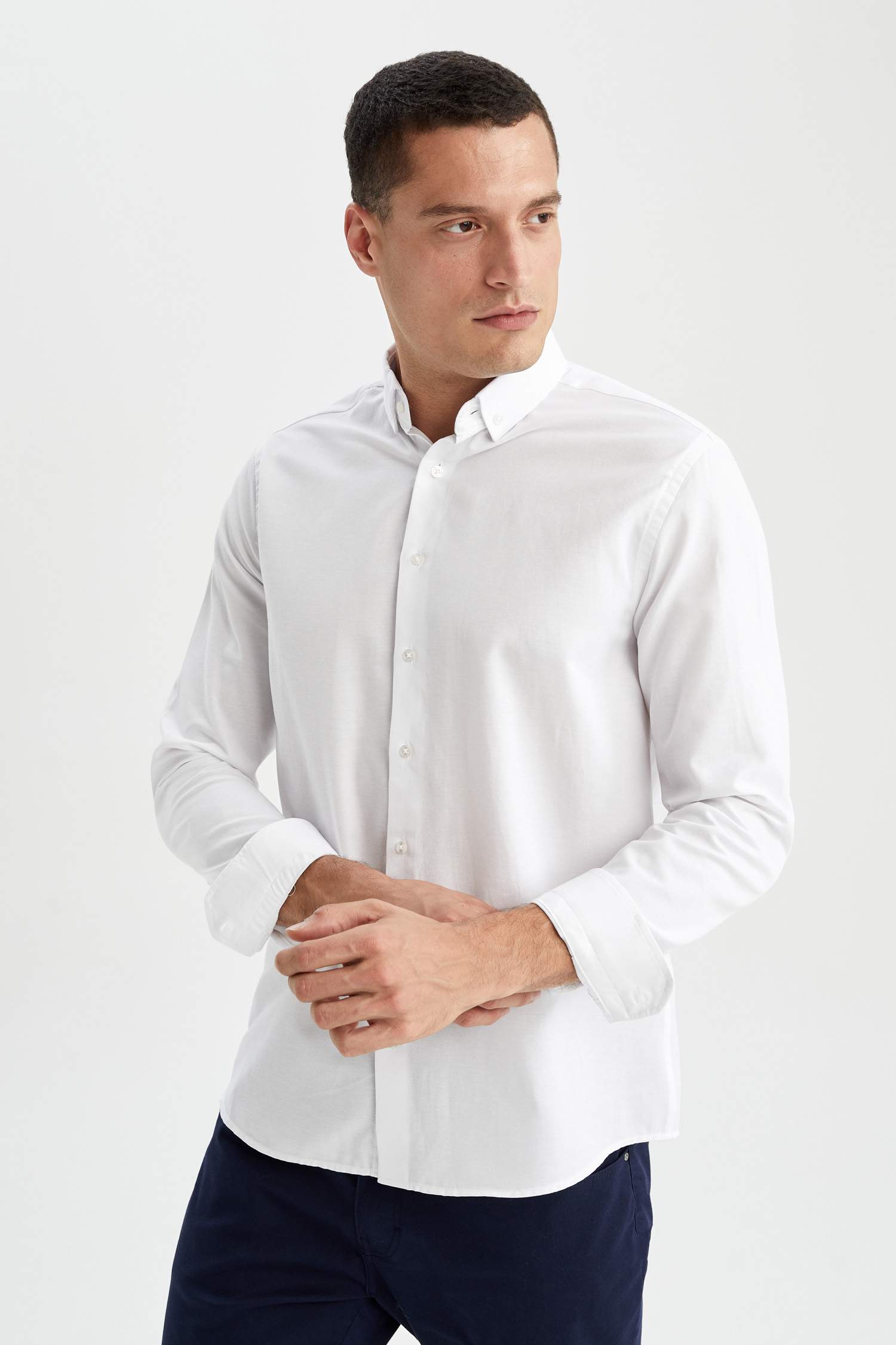 Modern Fit Polo Yaka Uzun Kollu Gömlek