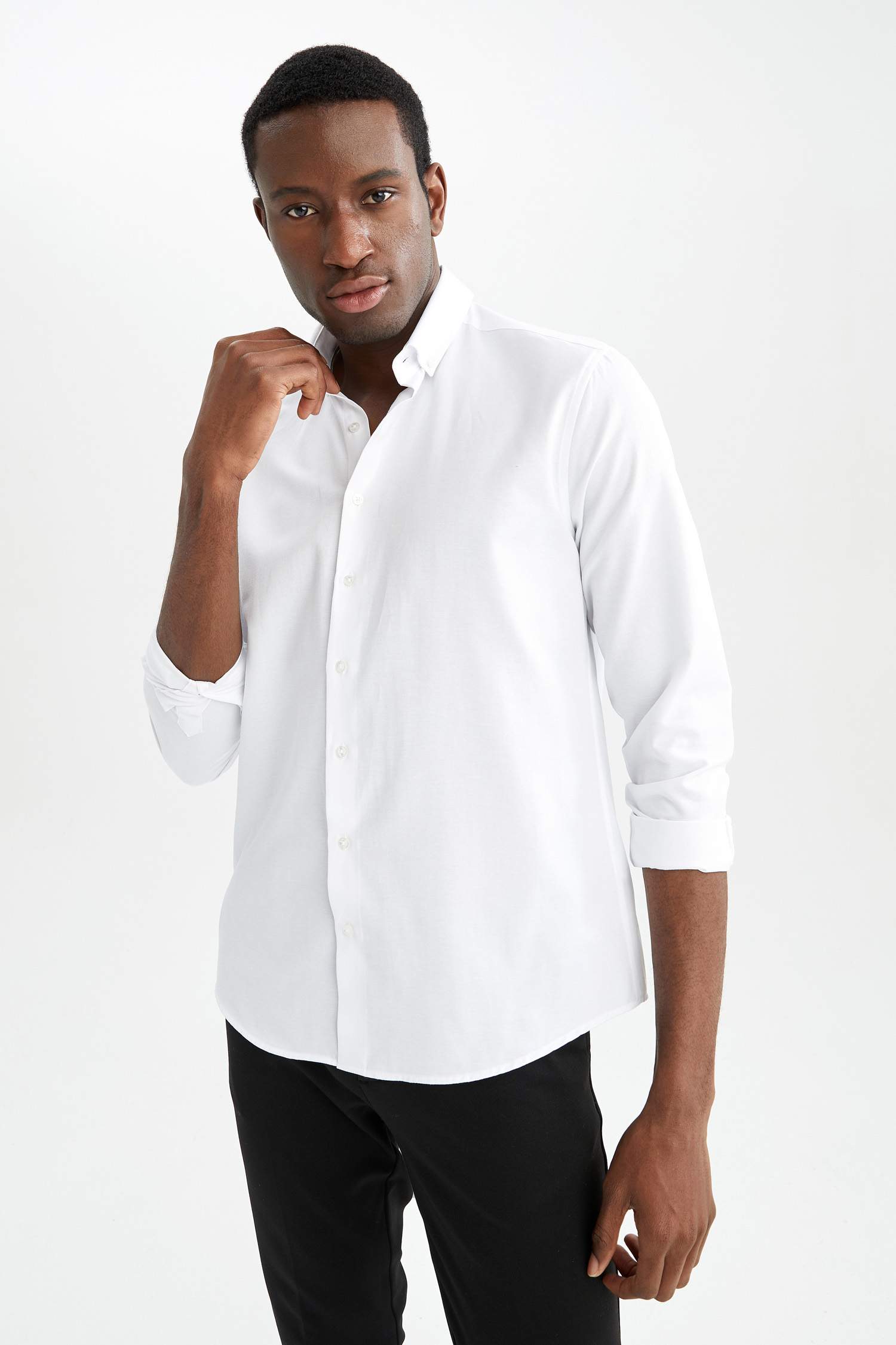 Modern Fit Polo Yaka Uzun Kollu Gömlek