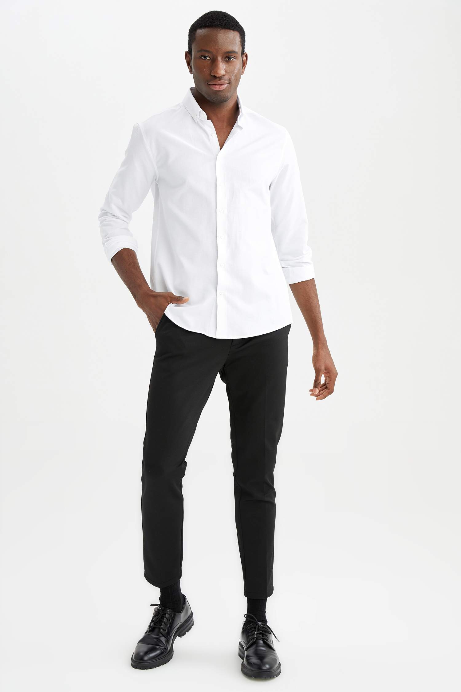 Modern Fit Polo Yaka Uzun Kollu Gömlek