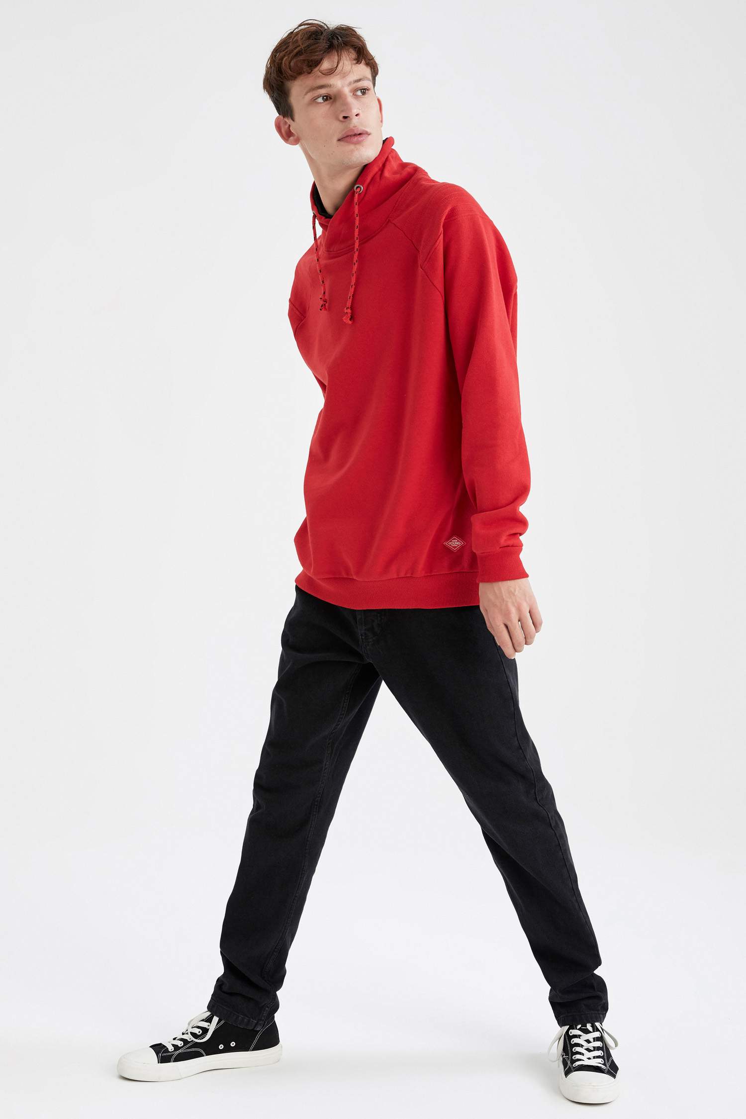 Slim Fit Şal Yaka İçi Yumuşak Tüylü Sweatshirt