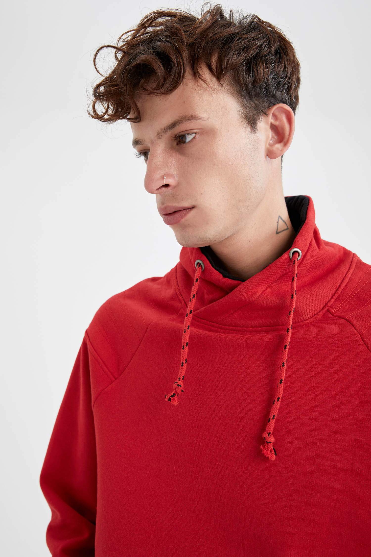 Slim Fit Şal Yaka İçi Yumuşak Tüylü Sweatshirt