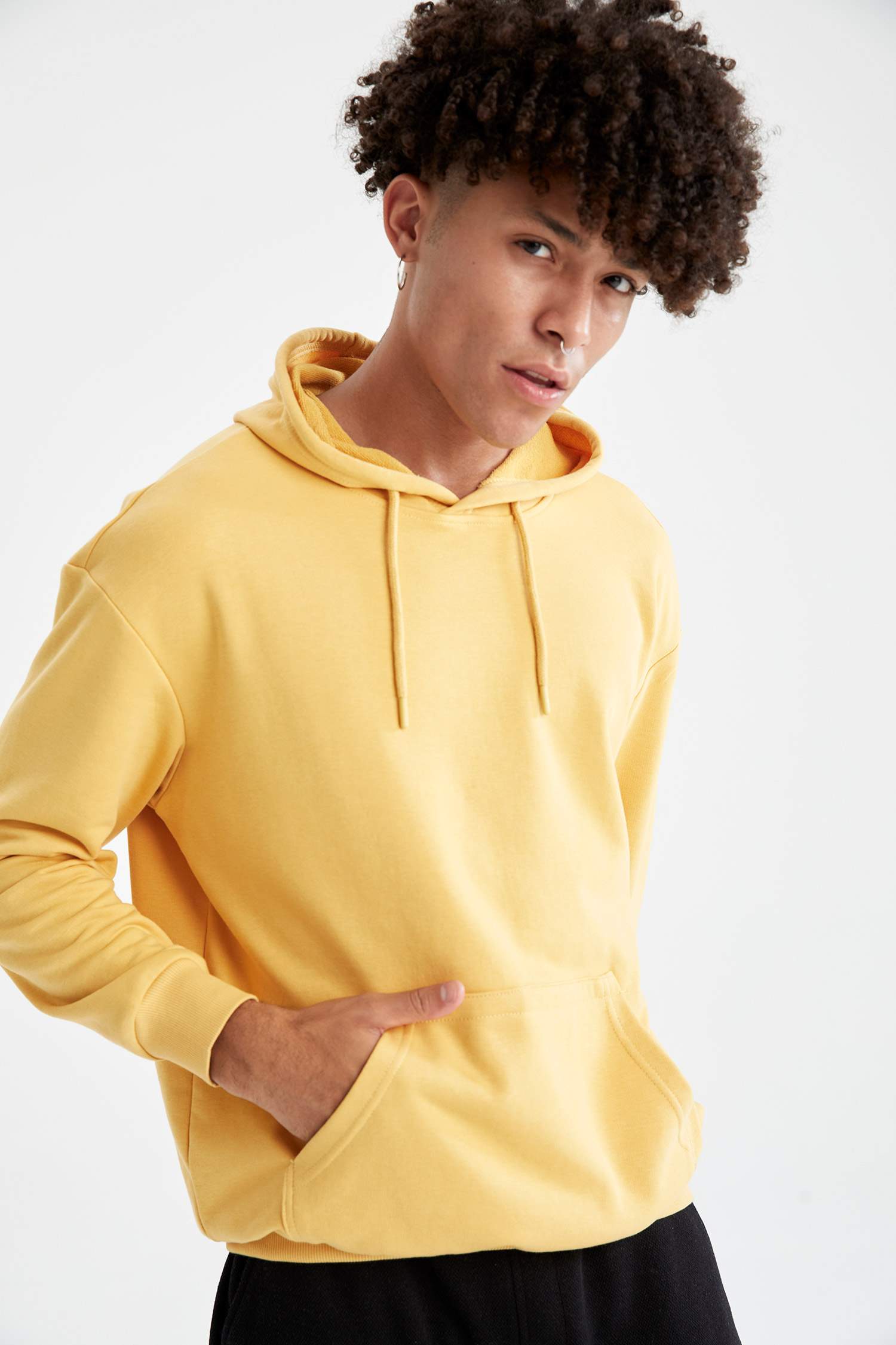 Oversize Fit Kapüşonlu Basic Pamuklu İçi Yumuşak Tüylü Sweatshirt