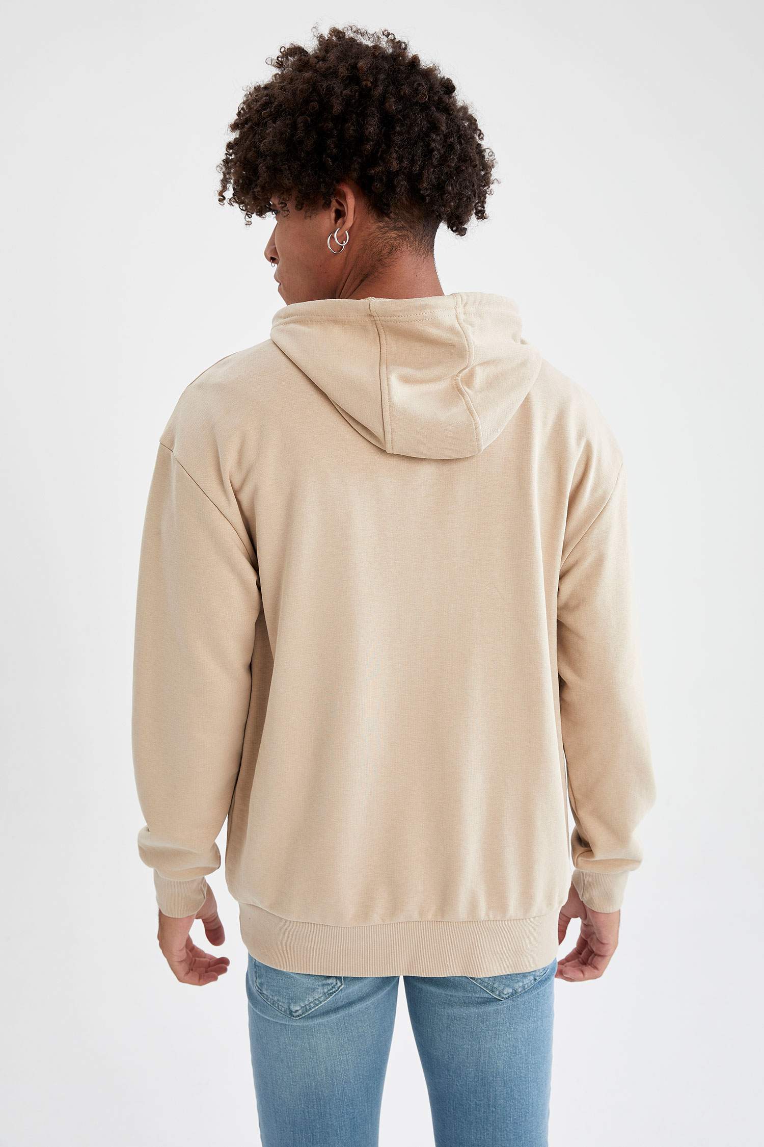 Oversize Fit Kapüşonlu Basic Pamuklu İçi Yumuşak Tüylü Sweatshirt
