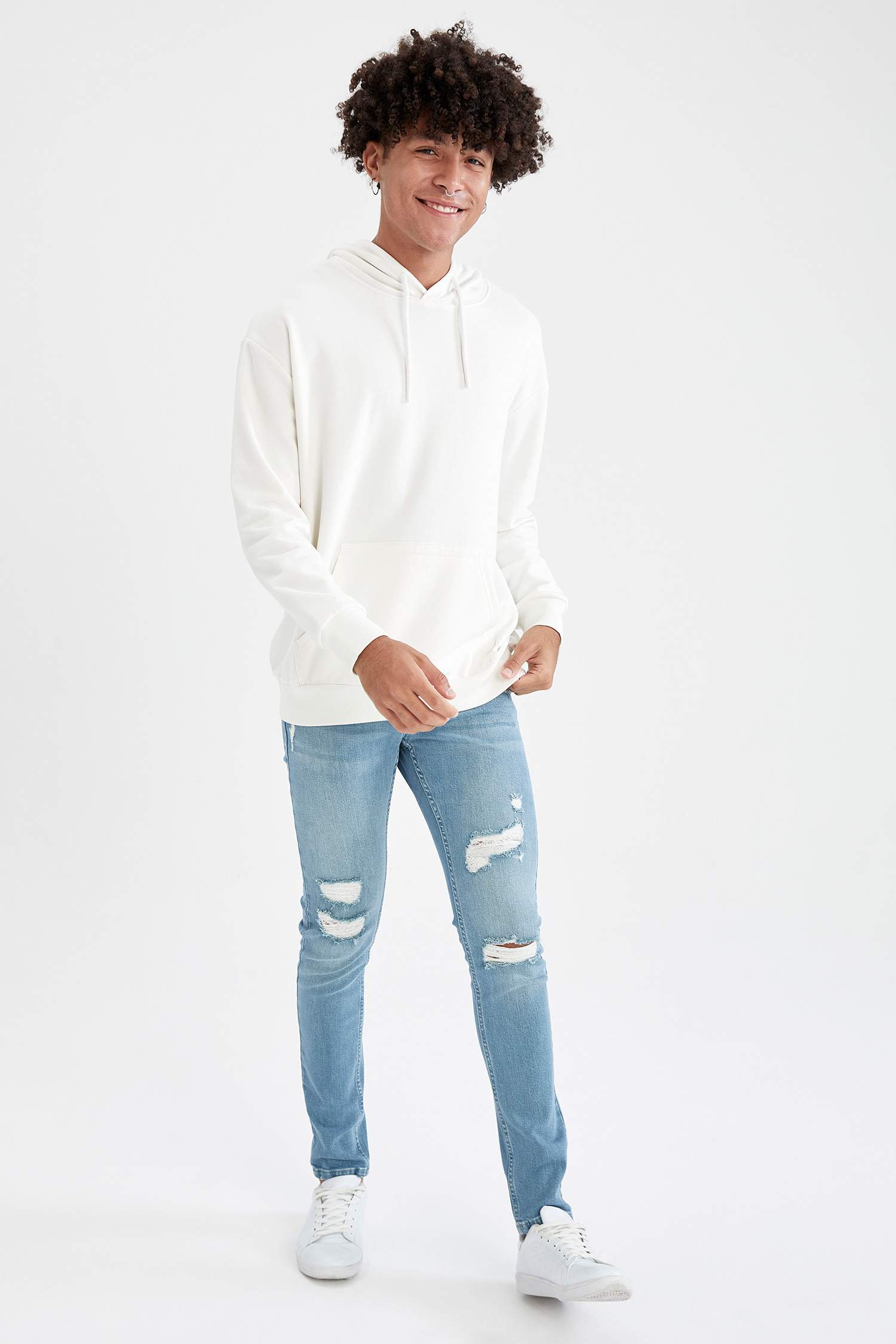 Oversize Fit Kapüşonlu Basic Pamuklu İçi Yumuşak Tüylü Sweatshirt