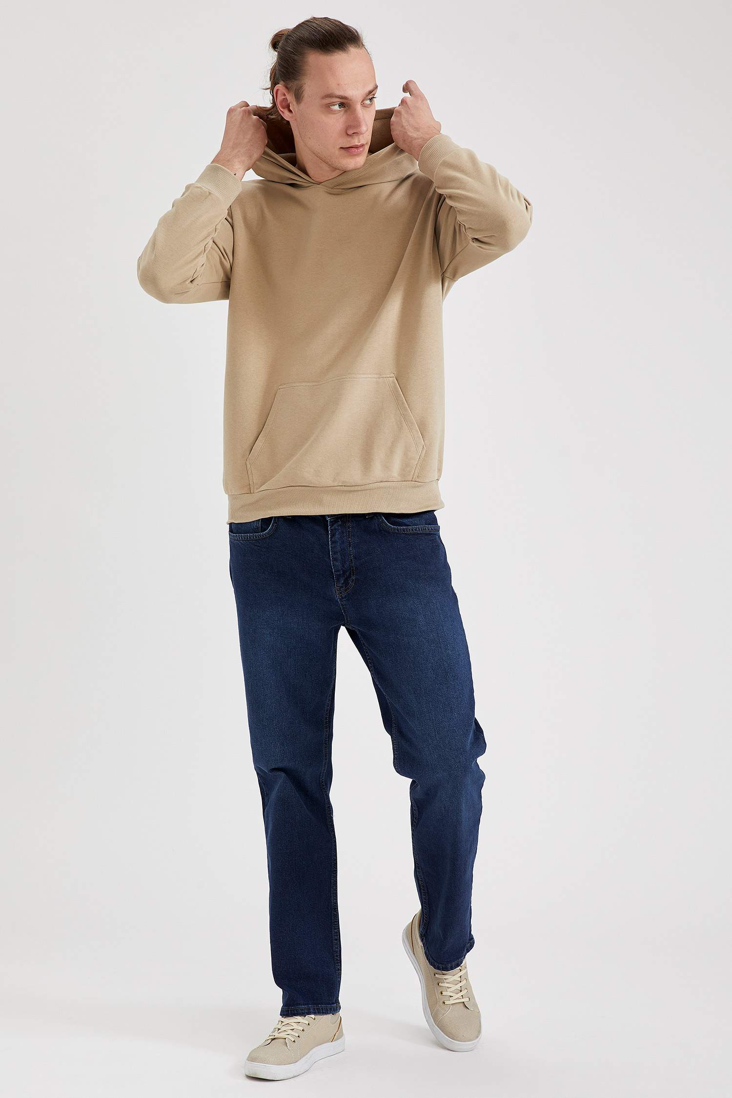 Oversize Fit Kapüşonlu Basic Pamuklu İçi Yumuşak Tüylü Sweatshirt