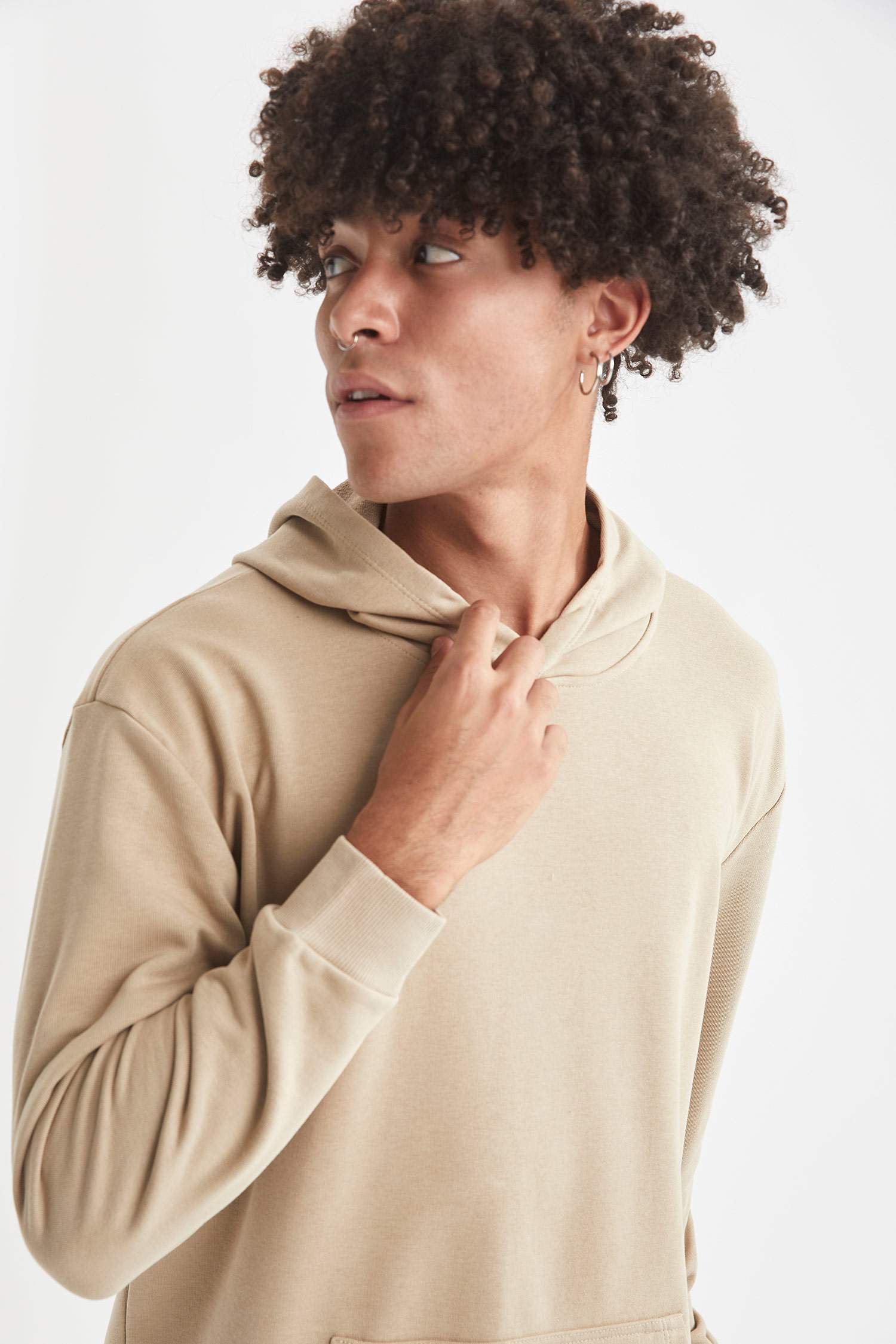 Oversize Fit Kapüşonlu Basic Pamuklu İçi Yumuşak Tüylü Sweatshirt