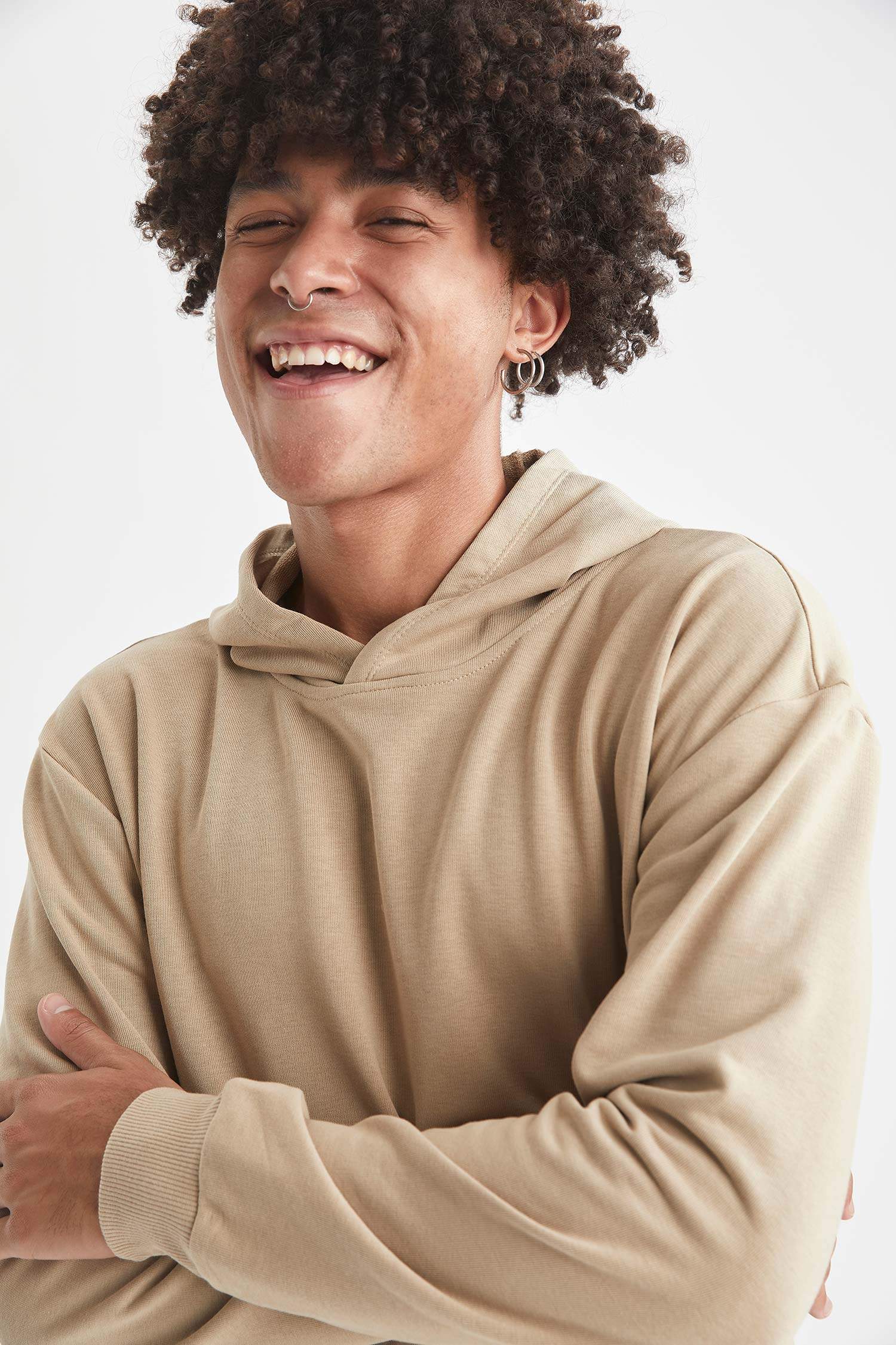 Oversize Fit Kapüşonlu Basic Pamuklu İçi Yumuşak Tüylü Sweatshirt