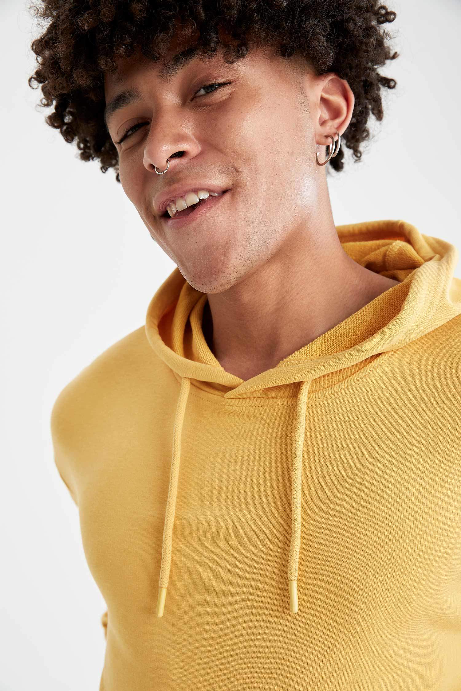 Oversize Fit Kapüşonlu Basic Pamuklu İçi Yumuşak Tüylü Sweatshirt