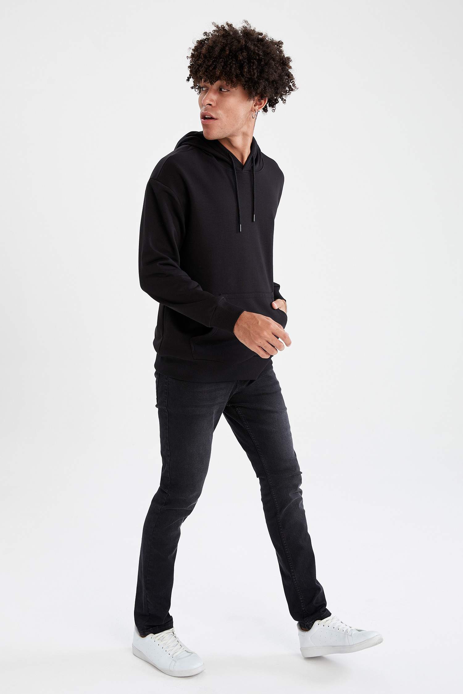 Oversize Fit Kapüşonlu Basic Pamuklu İçi Yumuşak Tüylü Sweatshirt